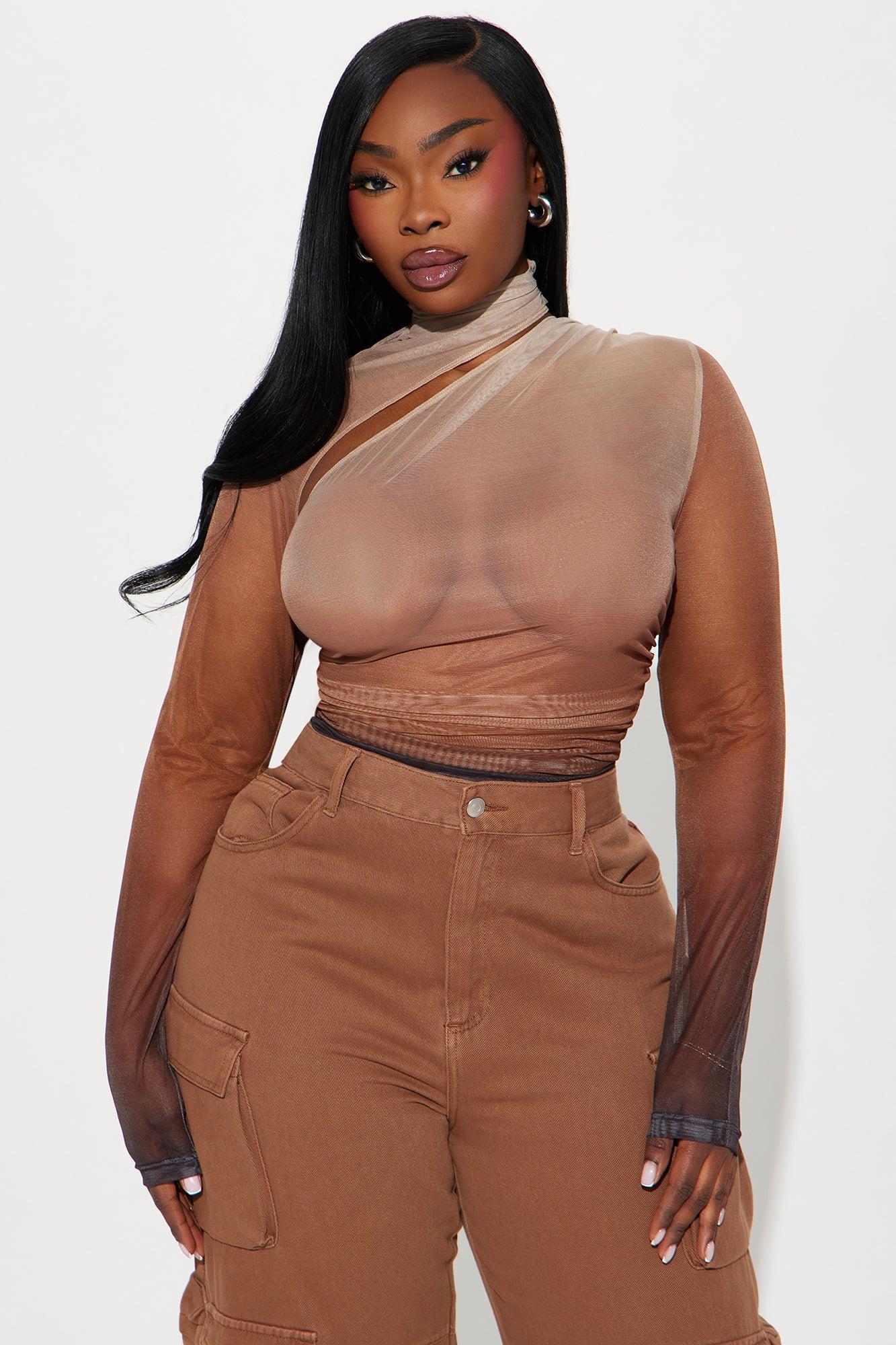 Hot Take Mesh Bodysuit - Brown/combo Product Image
