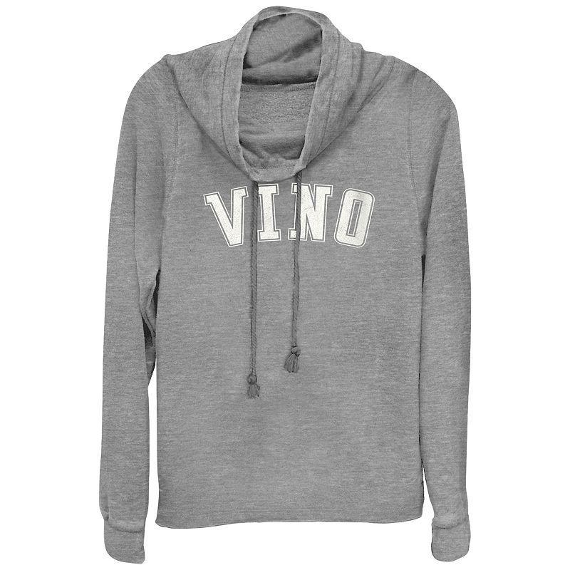 Womens Plus Vino Cowlneck Graphic Lightweight Long Sleeve Gray Grey Product Image