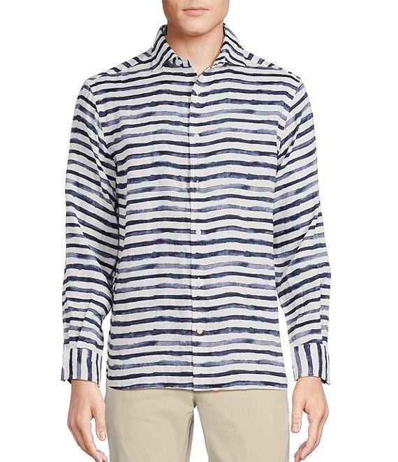 Cremieux Blue Label French Linen Stripe Long Sleeve Woven Shirt Product Image