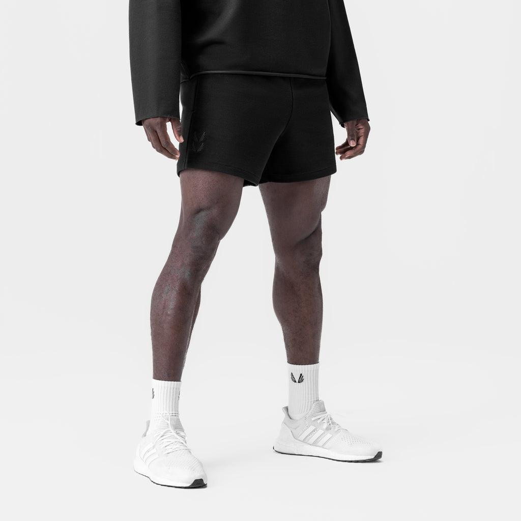 0954. Waffle Knit Sweat Short - Black Product Image