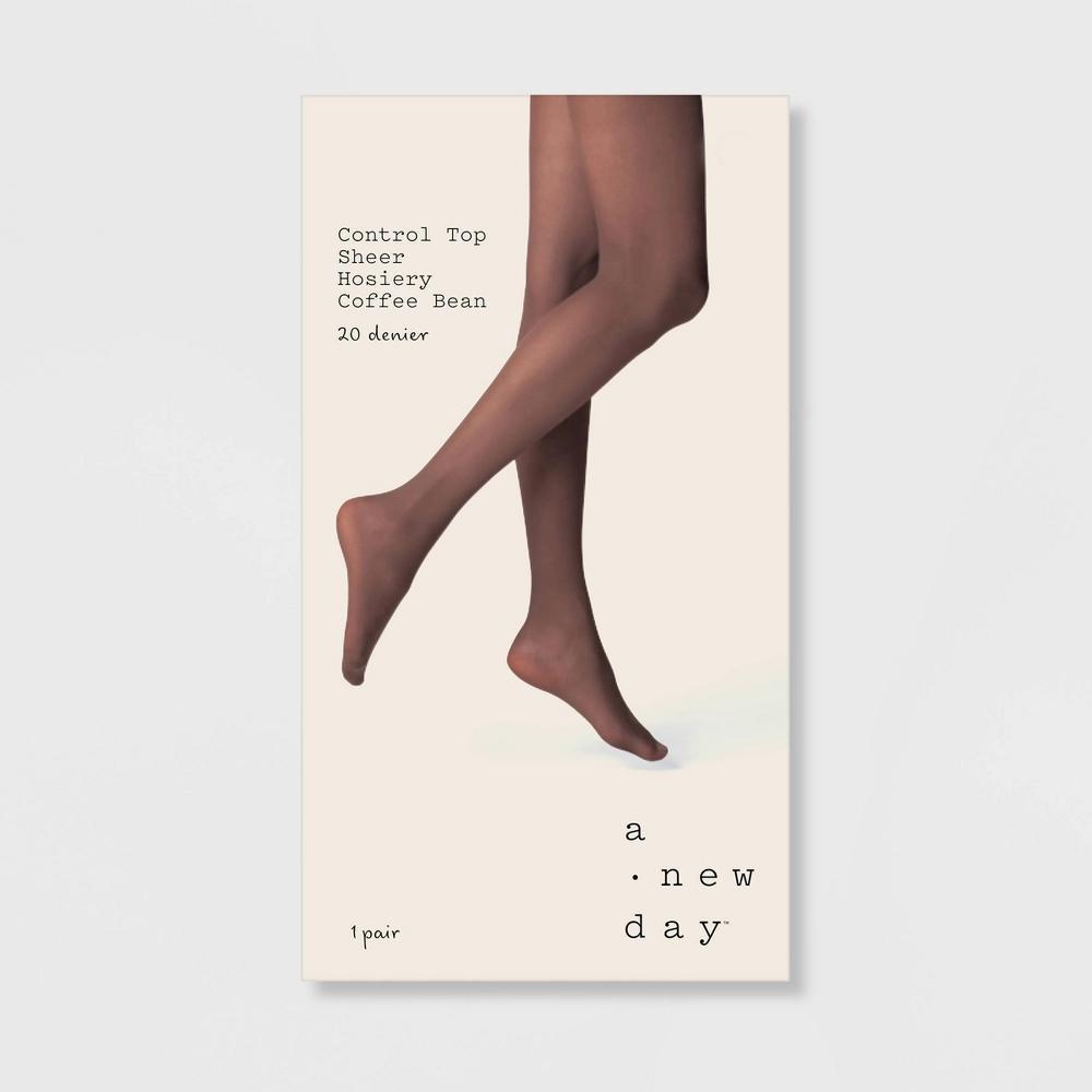 Womens 20D Sheer Control Top Tights - A New Day Coffee Bean S/M: High Waisted Nylon Hosiery Product Image