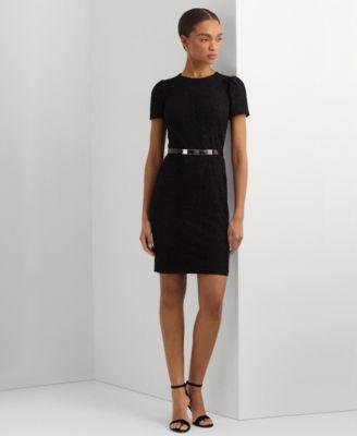 Lauren Ralph Lauren Lace Puff-Sleeve Cocktail Dress (Pale Azure) Women's Dress Product Image