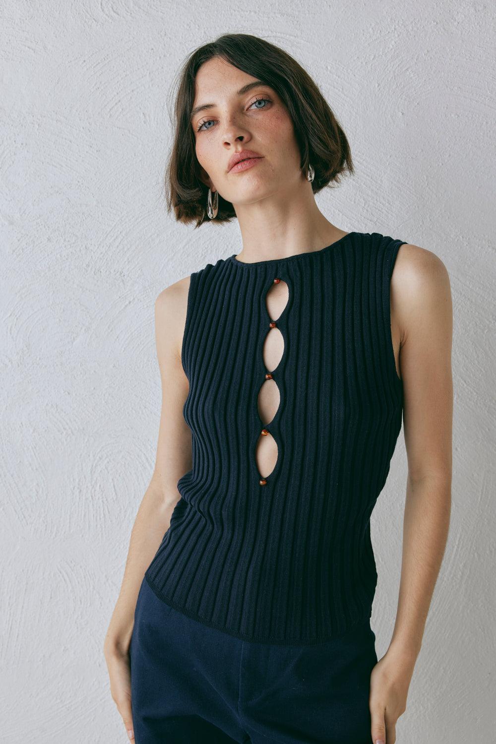 Billie Knit Top Navy Product Image