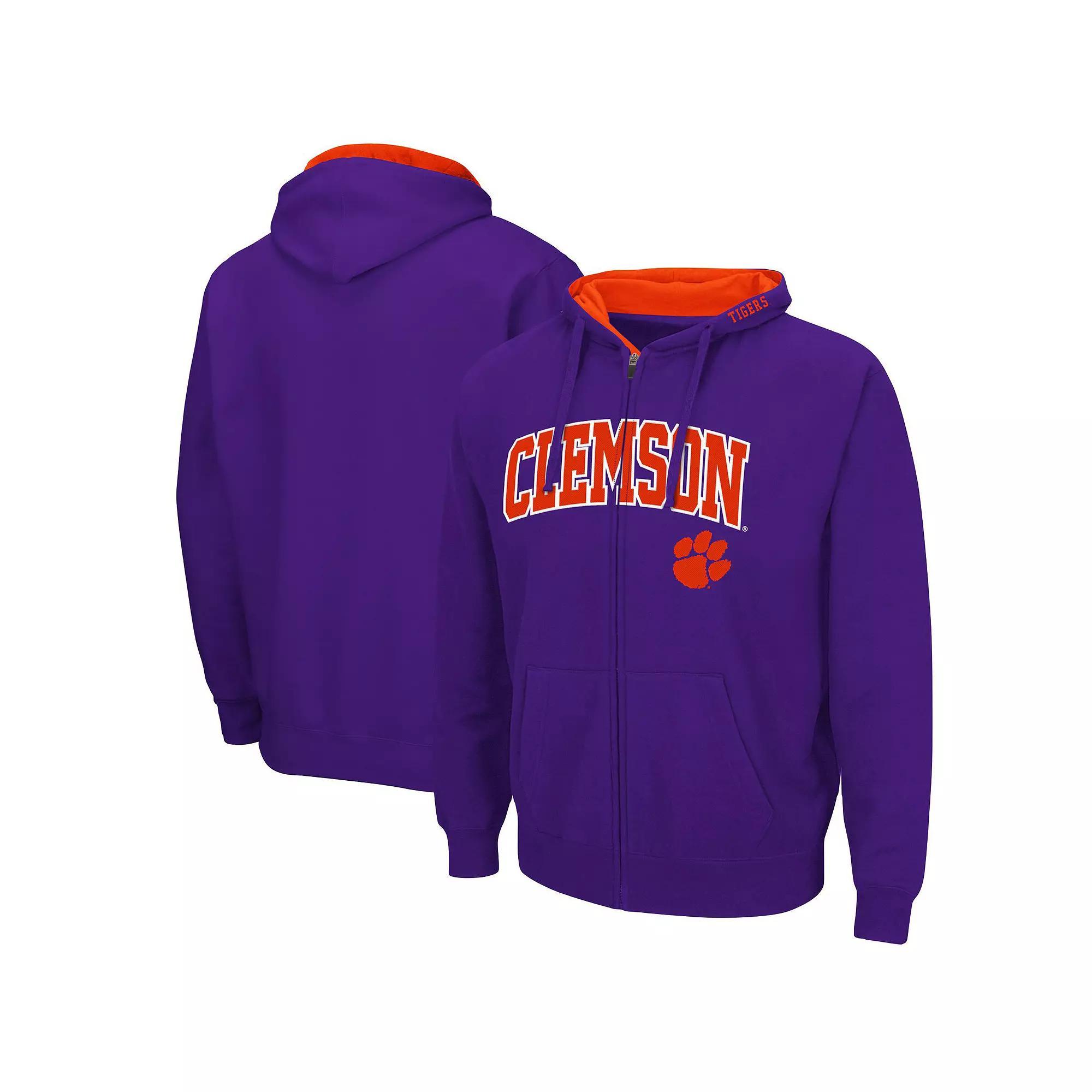 Men's Colosseum Purple Clemson Tigers Arch & Logo 3.0 Full-Zip Hoodie, Size: Medium Product Image