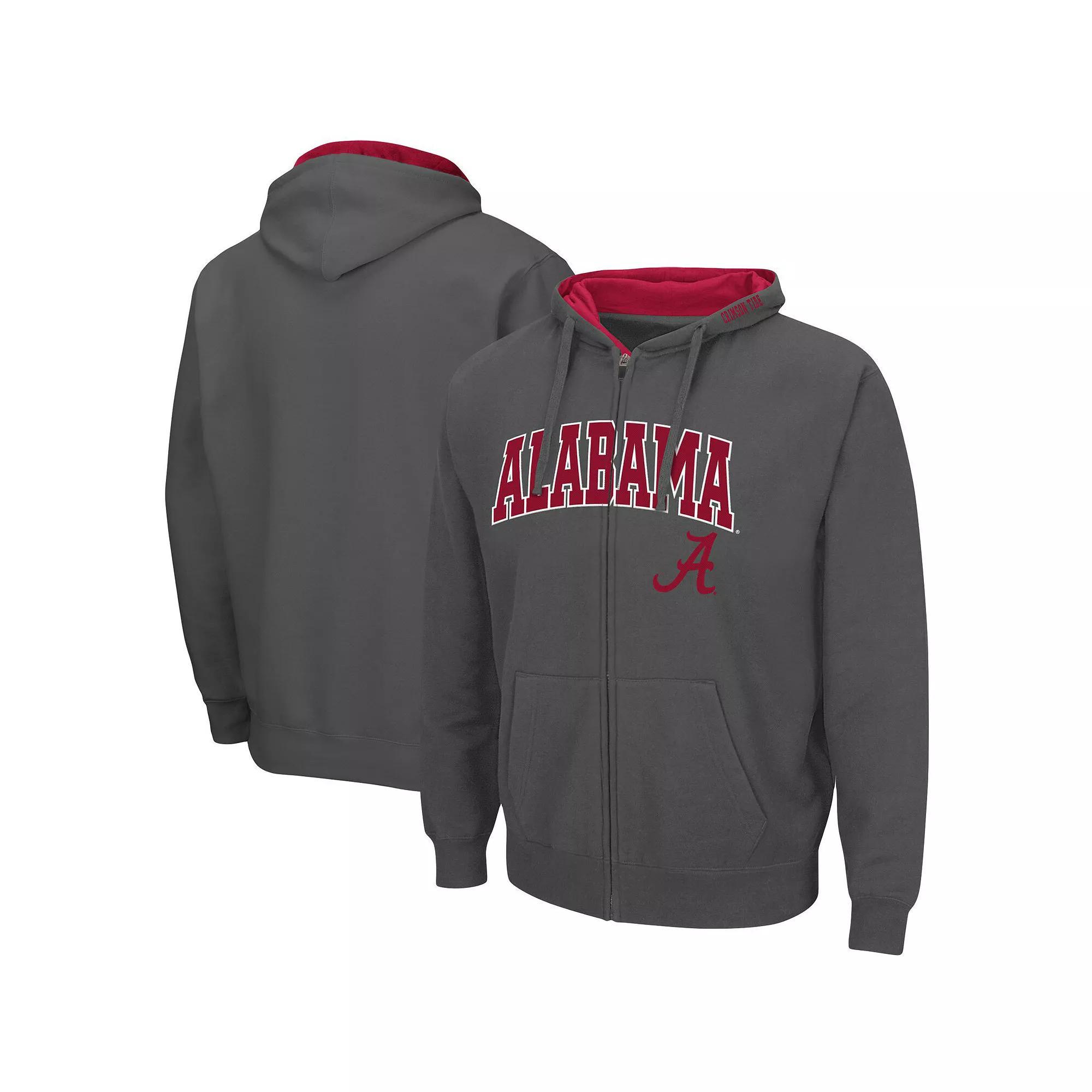 Men's Colosseum Gray Alabama Crimson Tide Arch & Logo 3.0 Full-Zip Hoodie, Size: Small, Grey Product Image