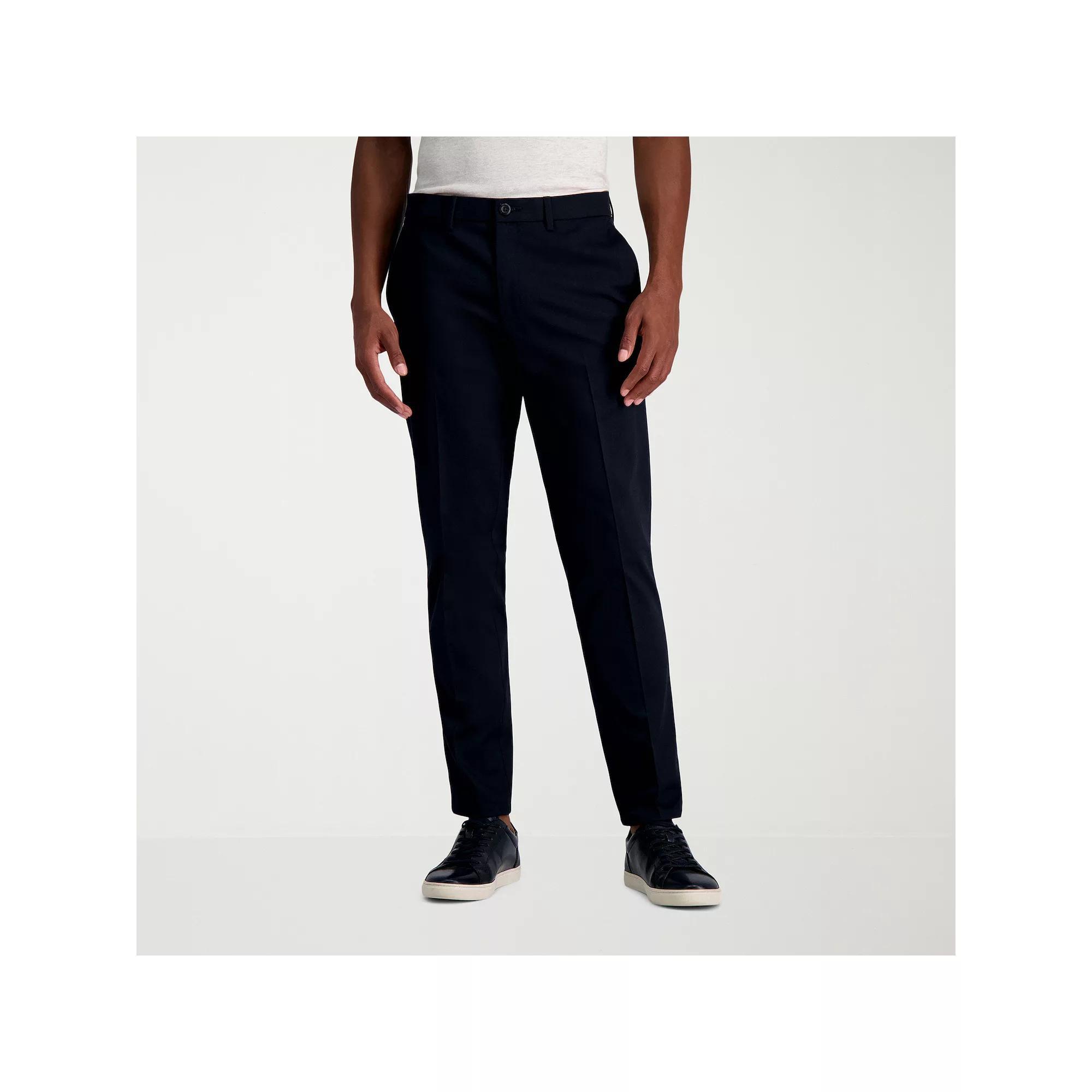 Mens Haggar Wrinkle Free Performance Khaki Slim Fit Flat Front Pants Dark Blue Product Image