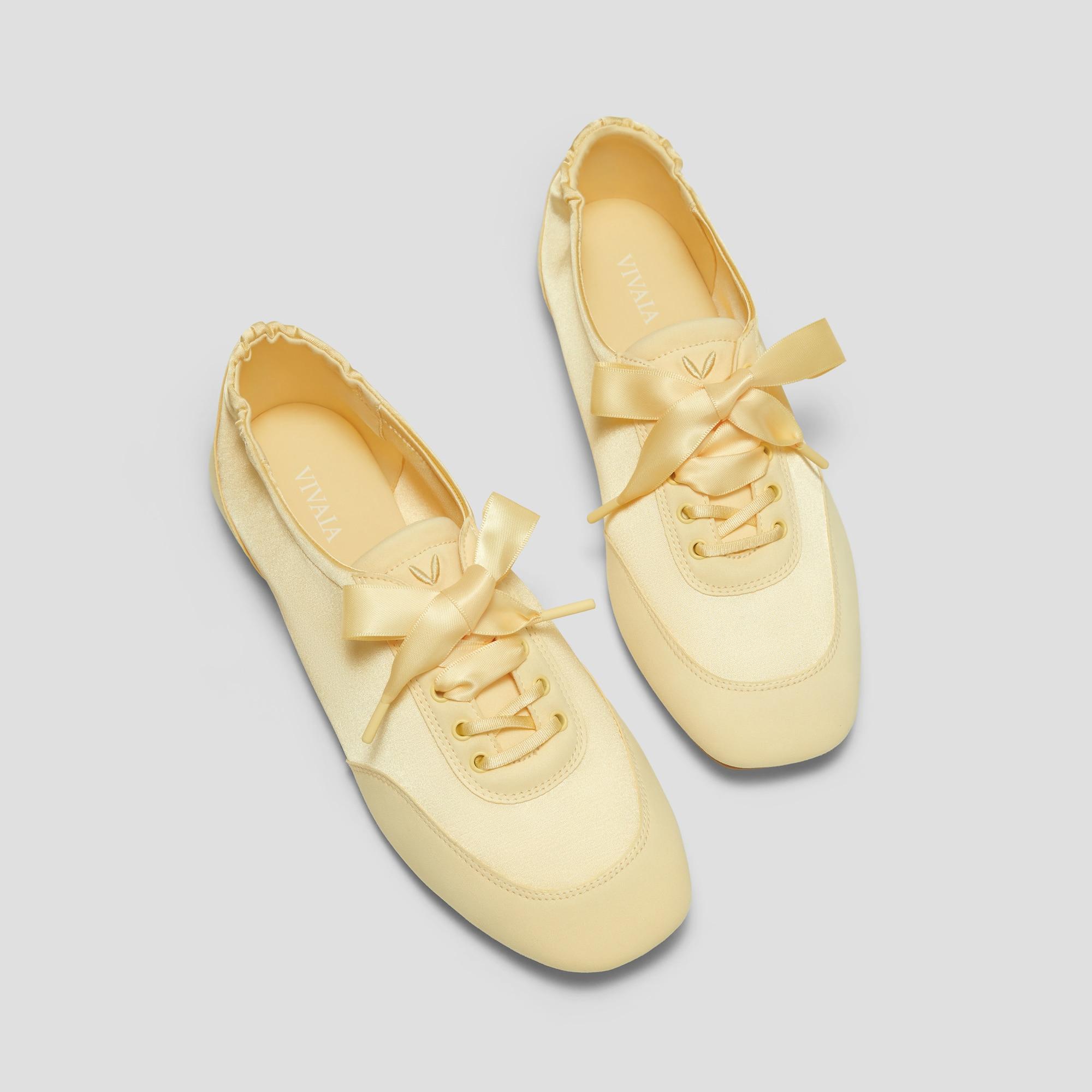 Square-Toe Lace-Up Satin Sneakerina (Cristina) Product Image