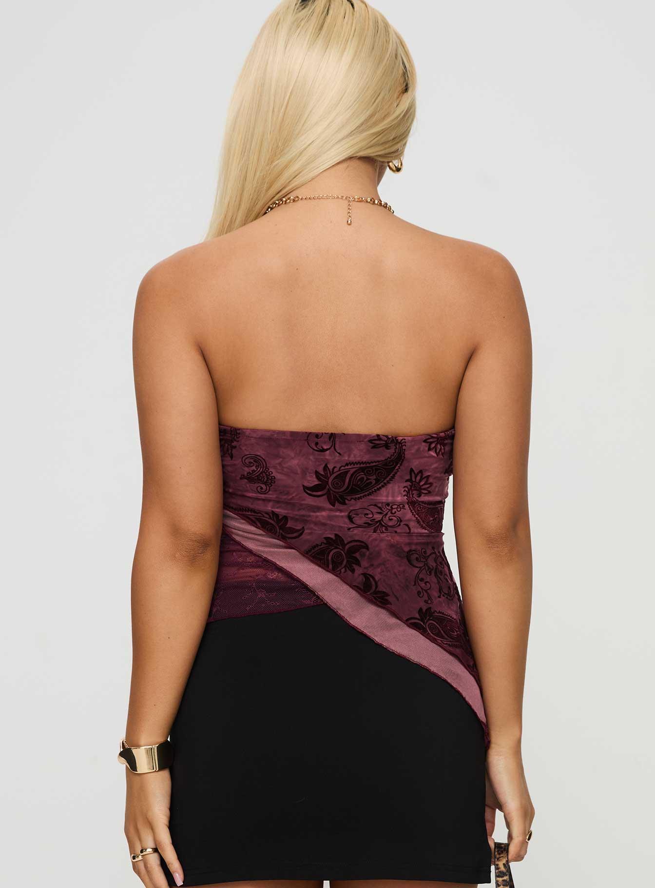 Lourde Strapless Top Wine Product Image