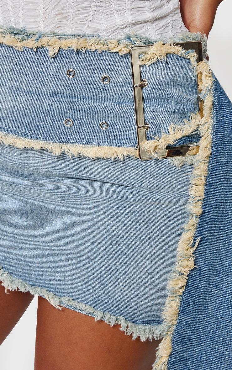 Shape Light Blue Oversized Belt Denim Skirt Product Image