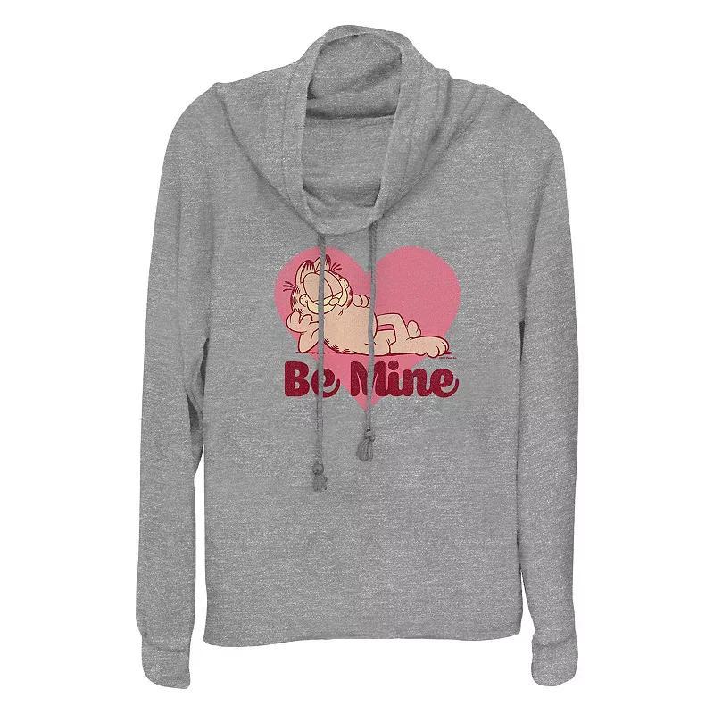 Plus Size Garfield Be Mine Cowlneck Graphic Lightweight Long Sleeve, Womens Gray Grey Product Image