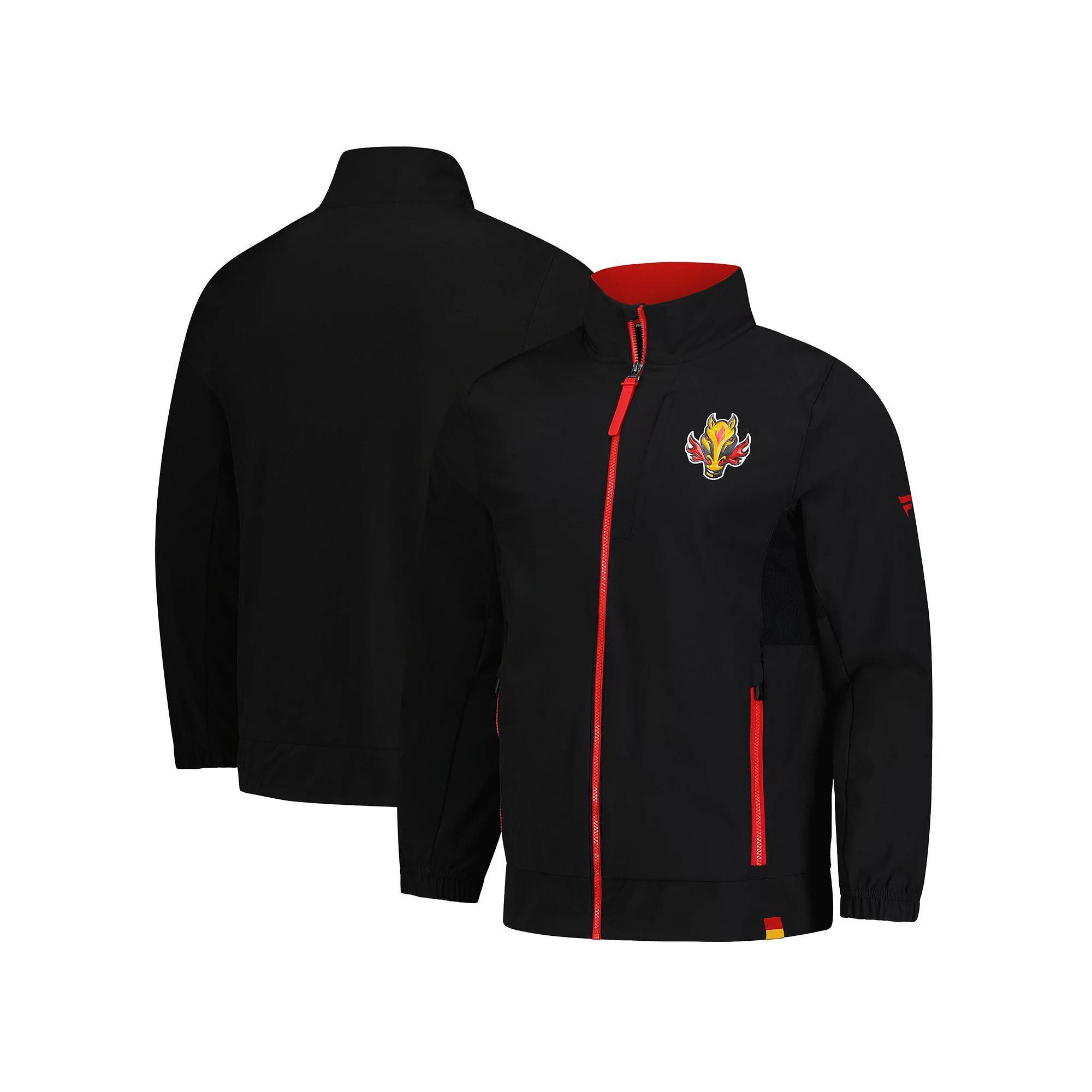 Men's Fanatics Black Calgary Flames Woven Rink Full-Zip Jacket, Size: XL, Flm Black Product Image