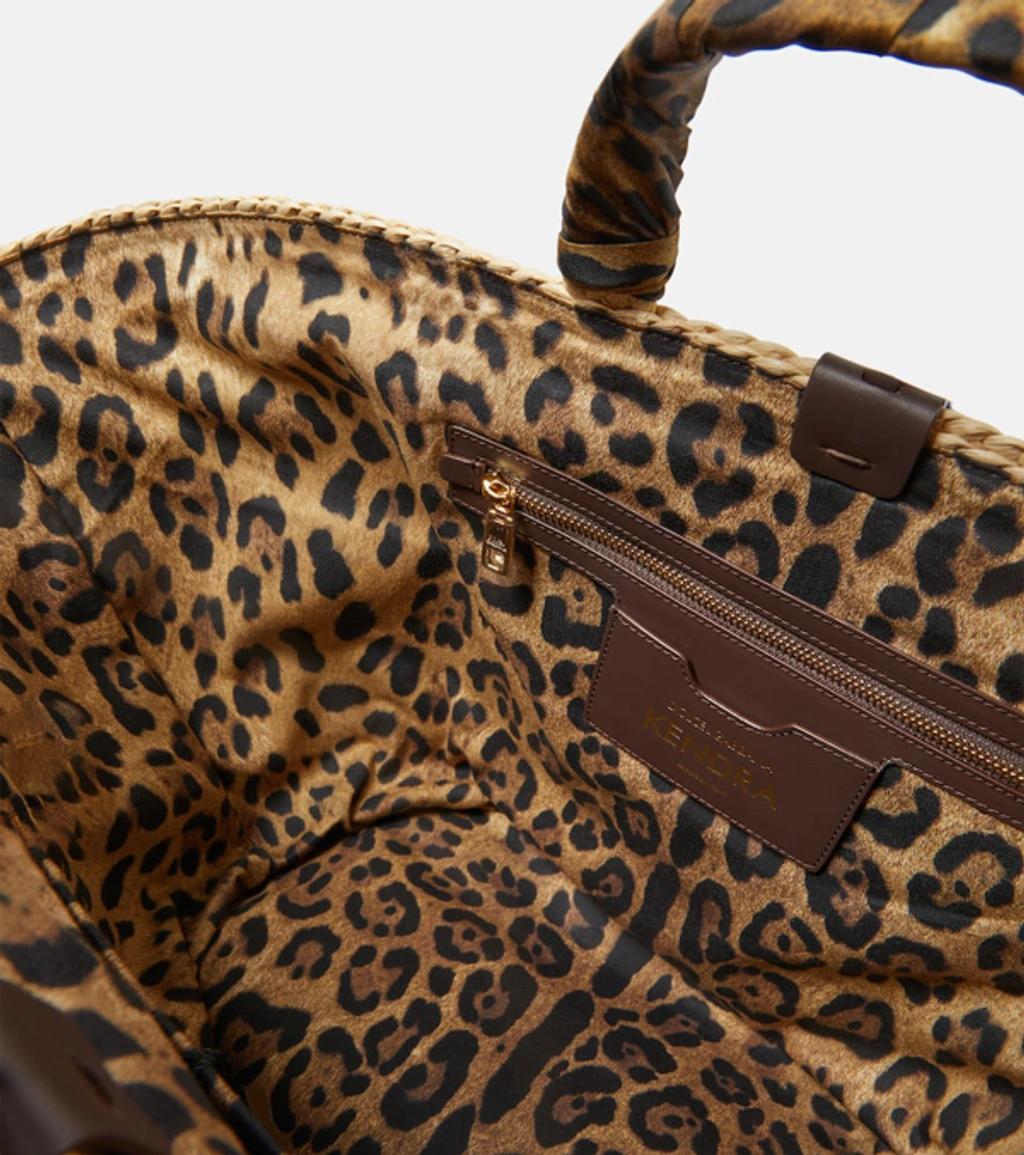 DOLCE & GABBANA Kendra Leather-trimmed Raffia Tote Bag In Beige Product Image