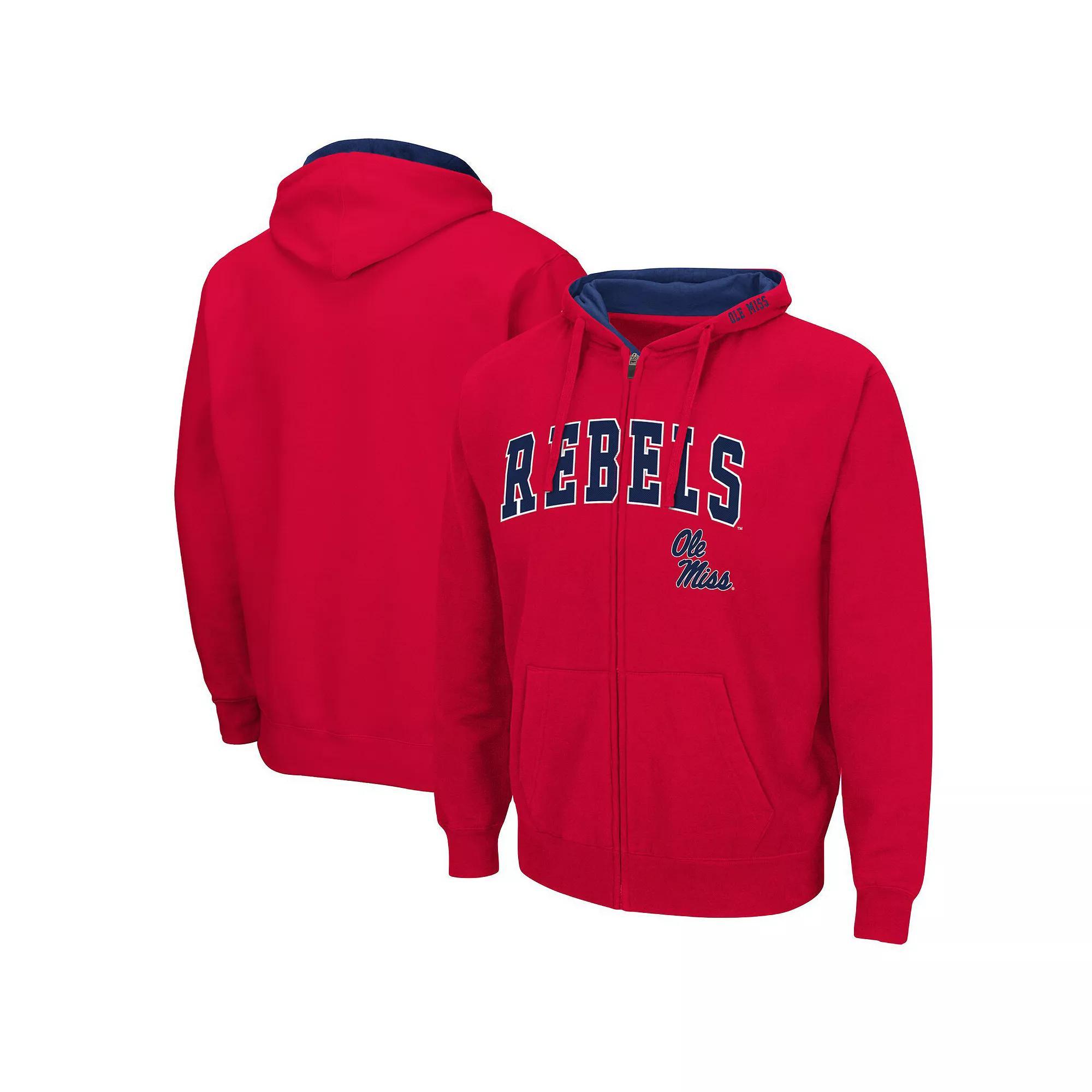 Men's Colosseum Red Ole Miss Rebels Arch & Logo 3.0 Full-Zip Hoodie, Size: Medium Product Image