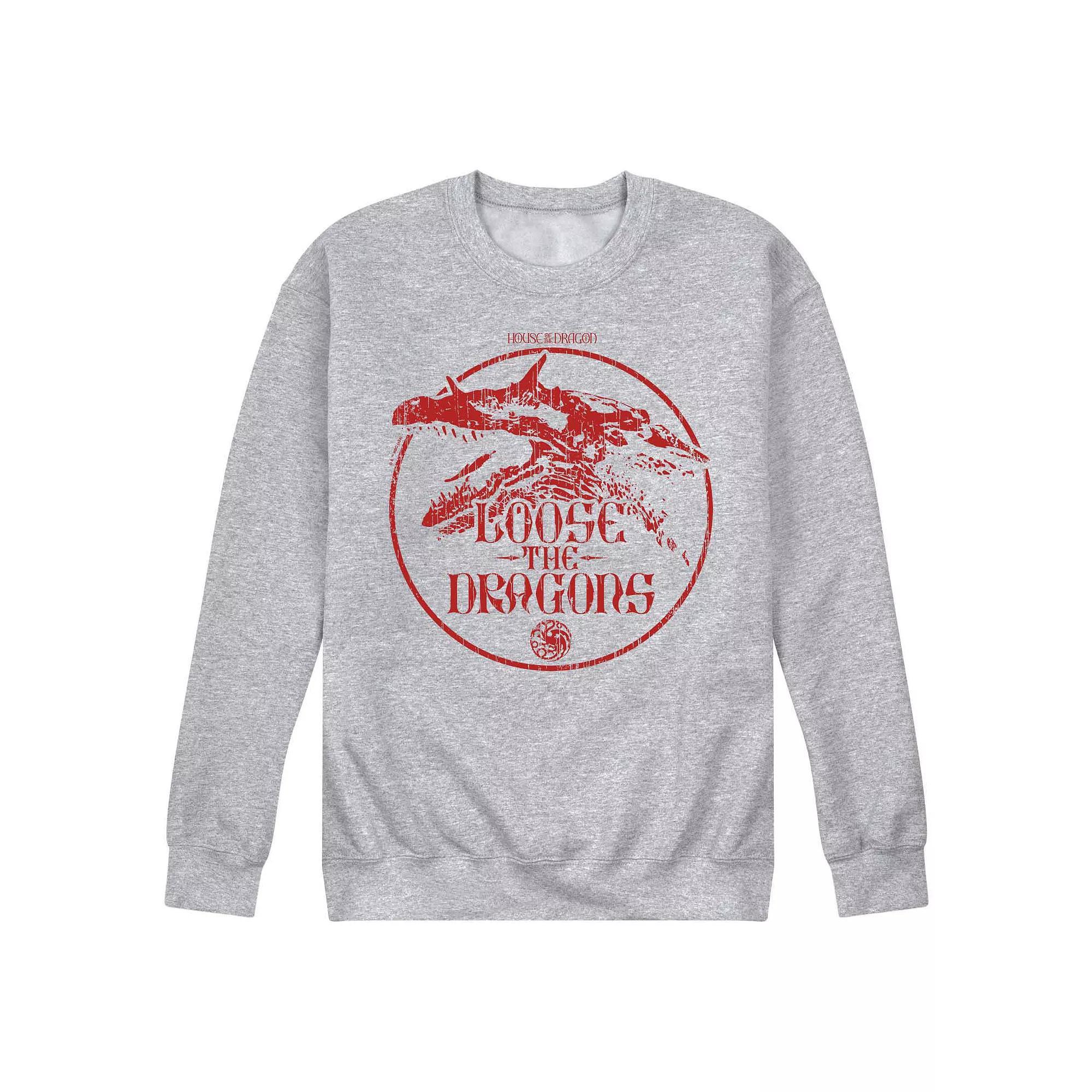 Mens House Of The Dragon Loose The Dragons Fleece Sweatshirt Grey Gray Product Image