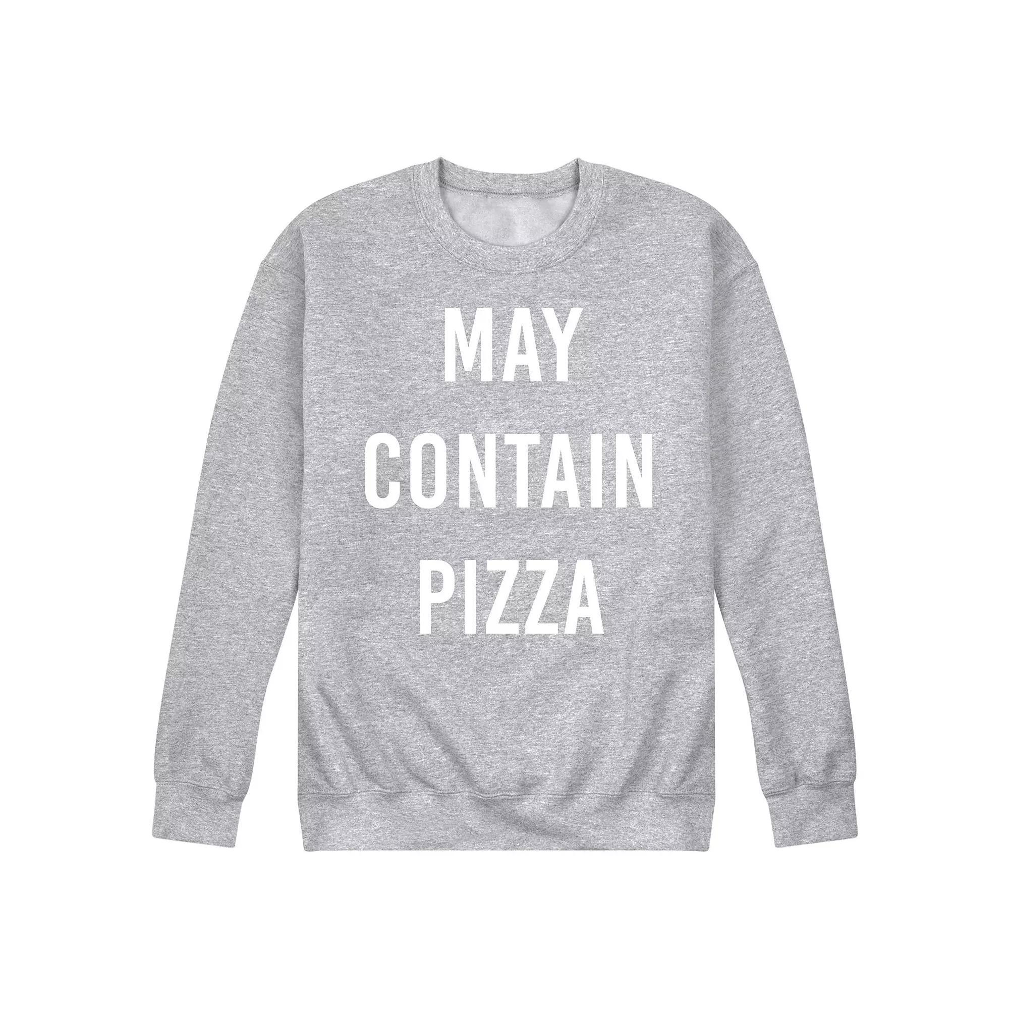 Mens May Contain Pizza Fleece Sweatshirt Grey Gray Product Image