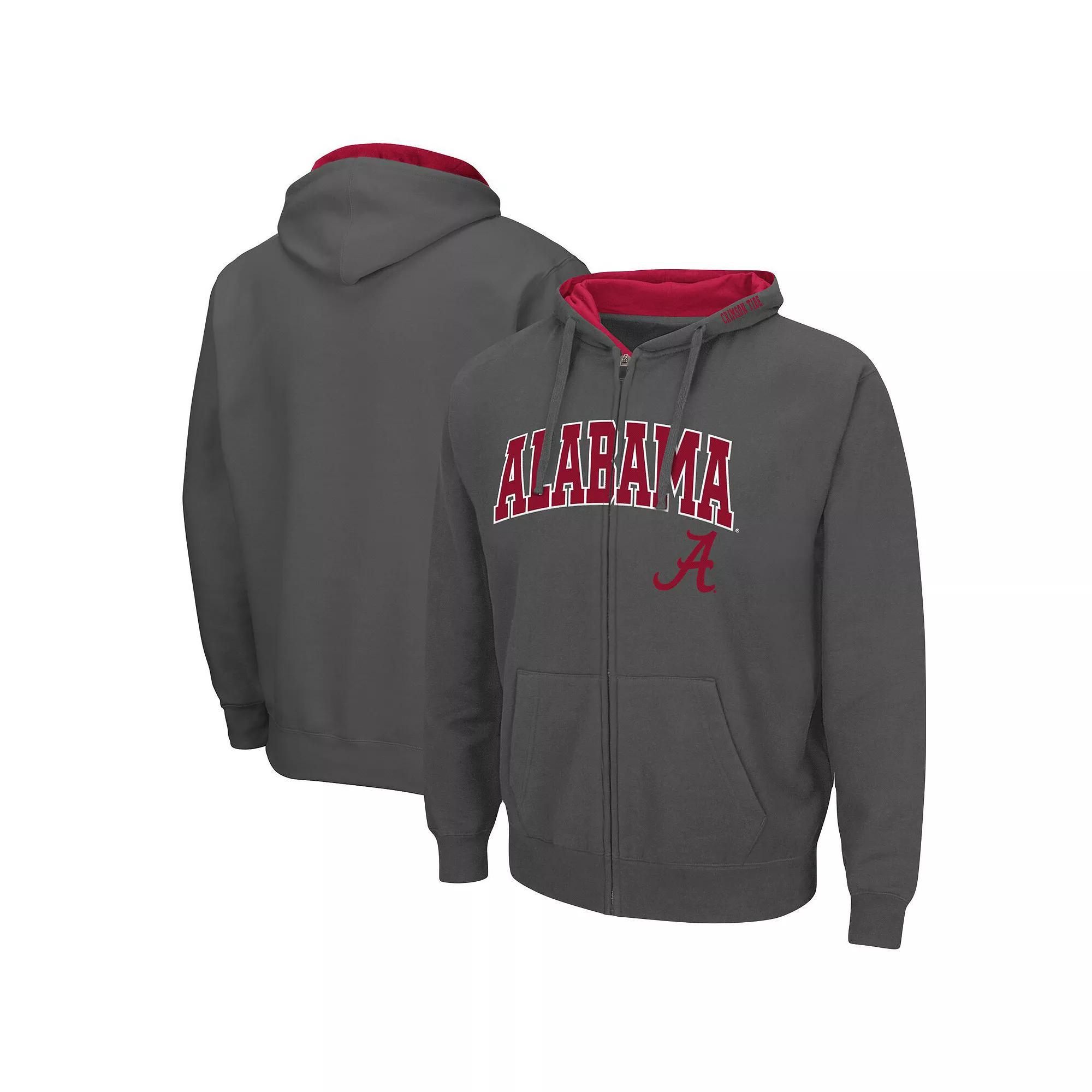 Men's Colosseum Charcoal Alabama Crimson Tide Arch & Logo 3.0 Full-Zip Hoodie, Size: 3XL Product Image