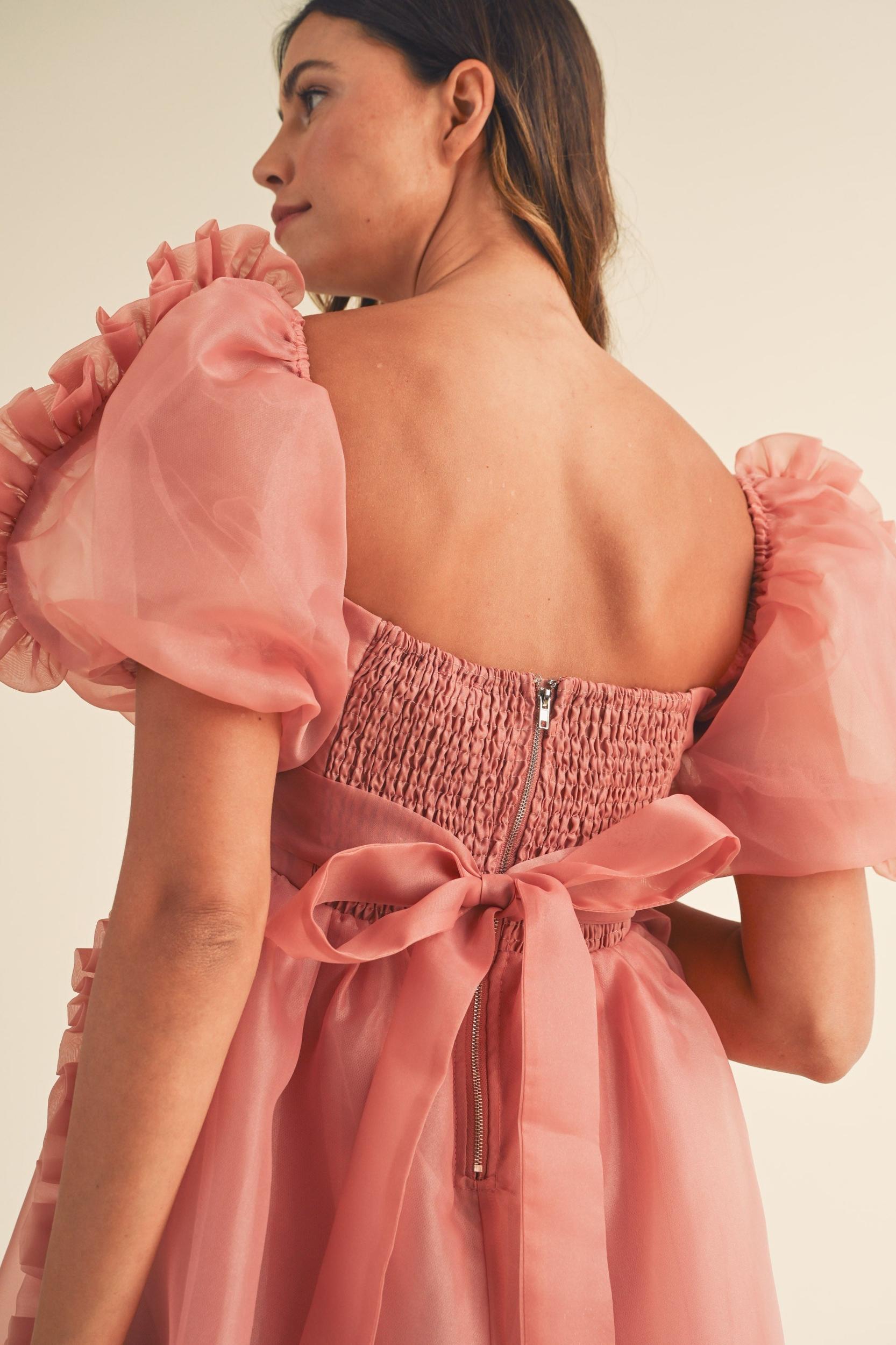 Organza Ruffle Mini Babydoll Dress Product Image
