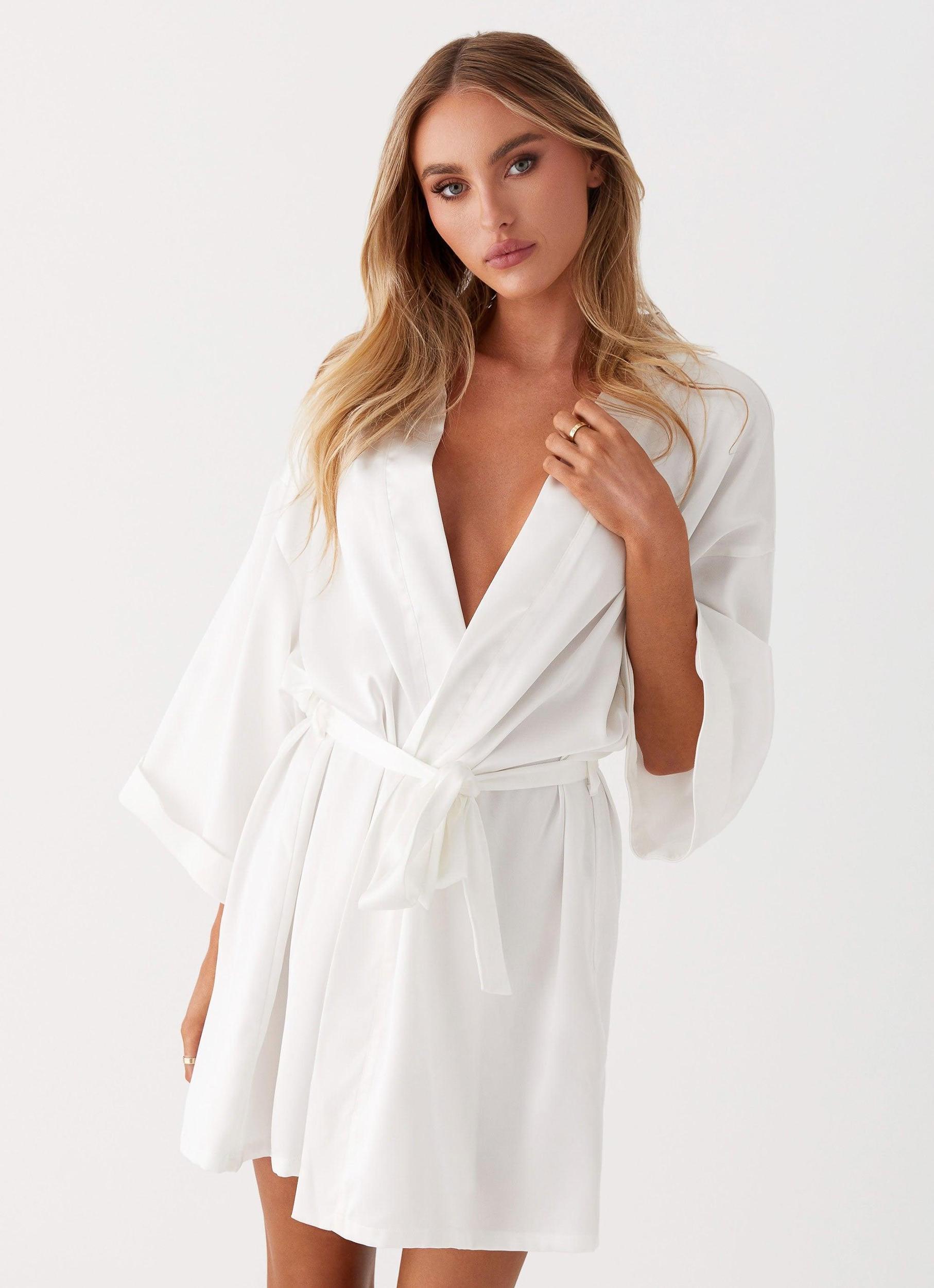 Emmy Satin Robe - White Product Image