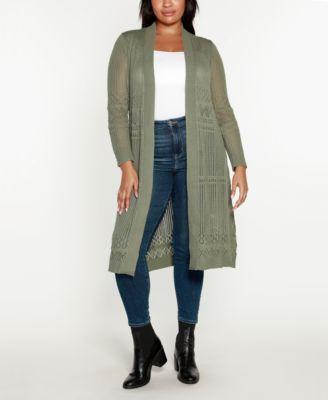 Belldini Plus Size Pointelle-Stitch Duster Cardigan Product Image