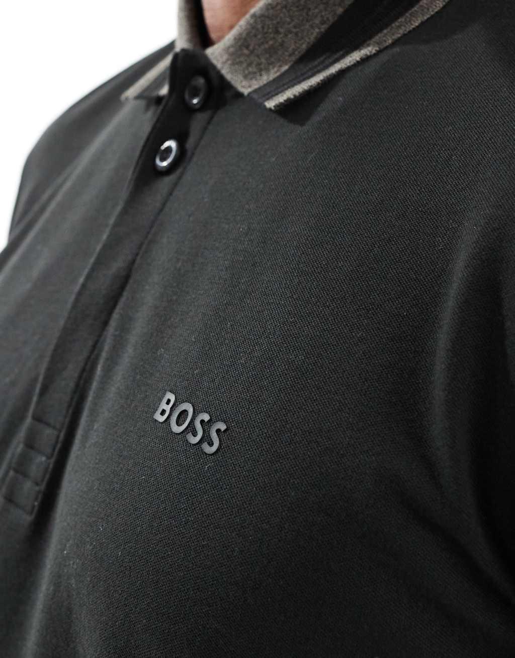 BOSS Green paddy polo shirt in black Product Image