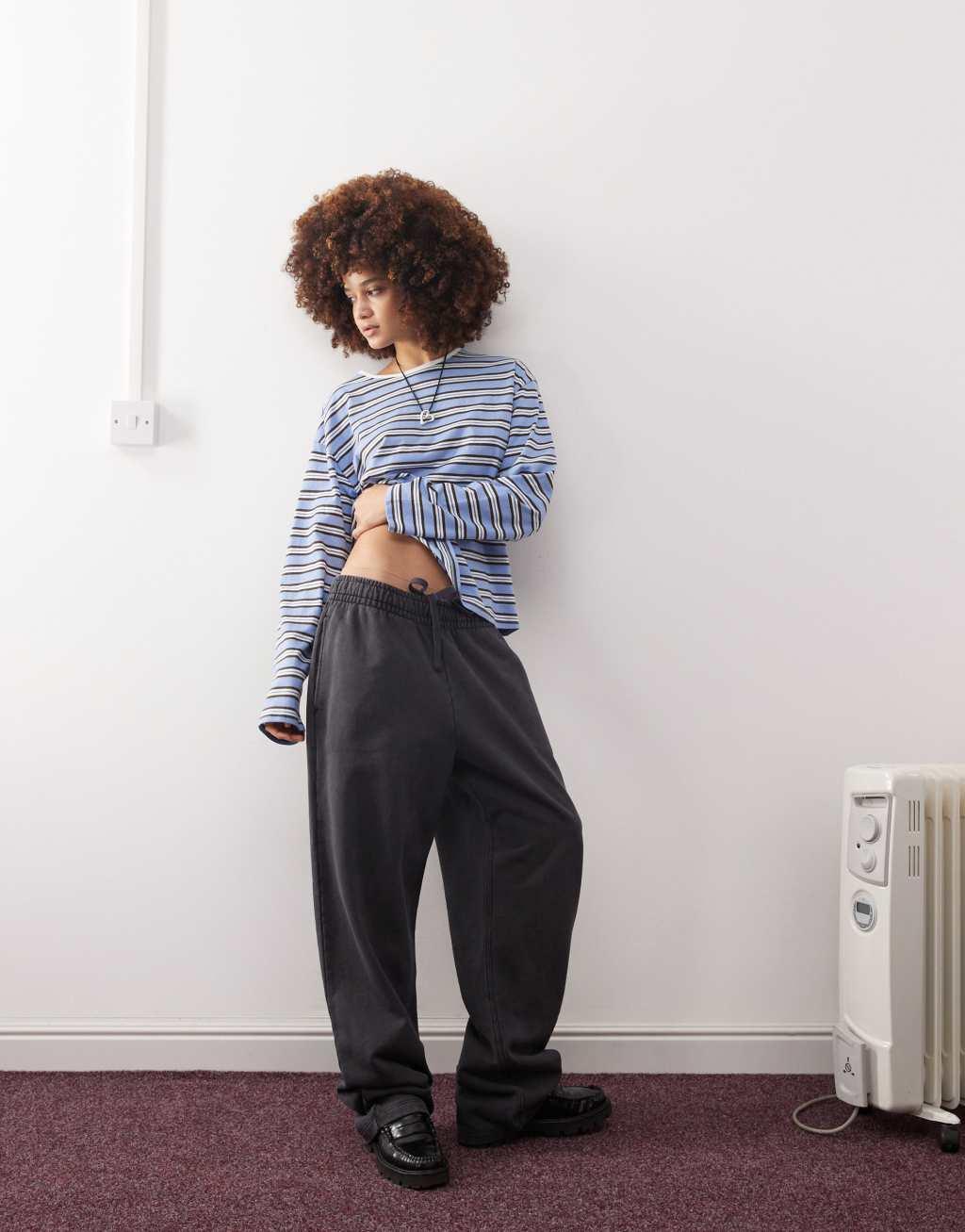 Monki long sleeved top in blue stripe Product Image