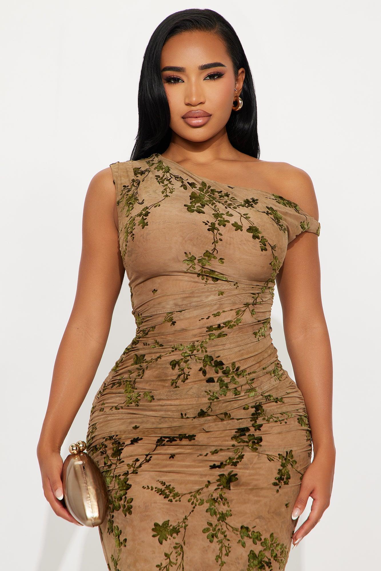 Davina Mesh Maxi Dress - Green/combo Product Image