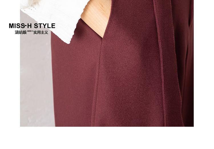 High Rise Plain Wide Leg Slacks Product Image