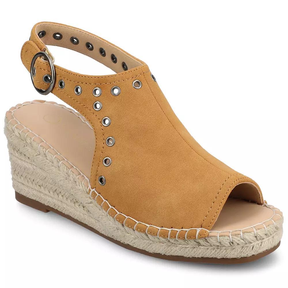 Journee Crisie Womens Ankle Strap Espadrille Wedge Sandals Red Product Image