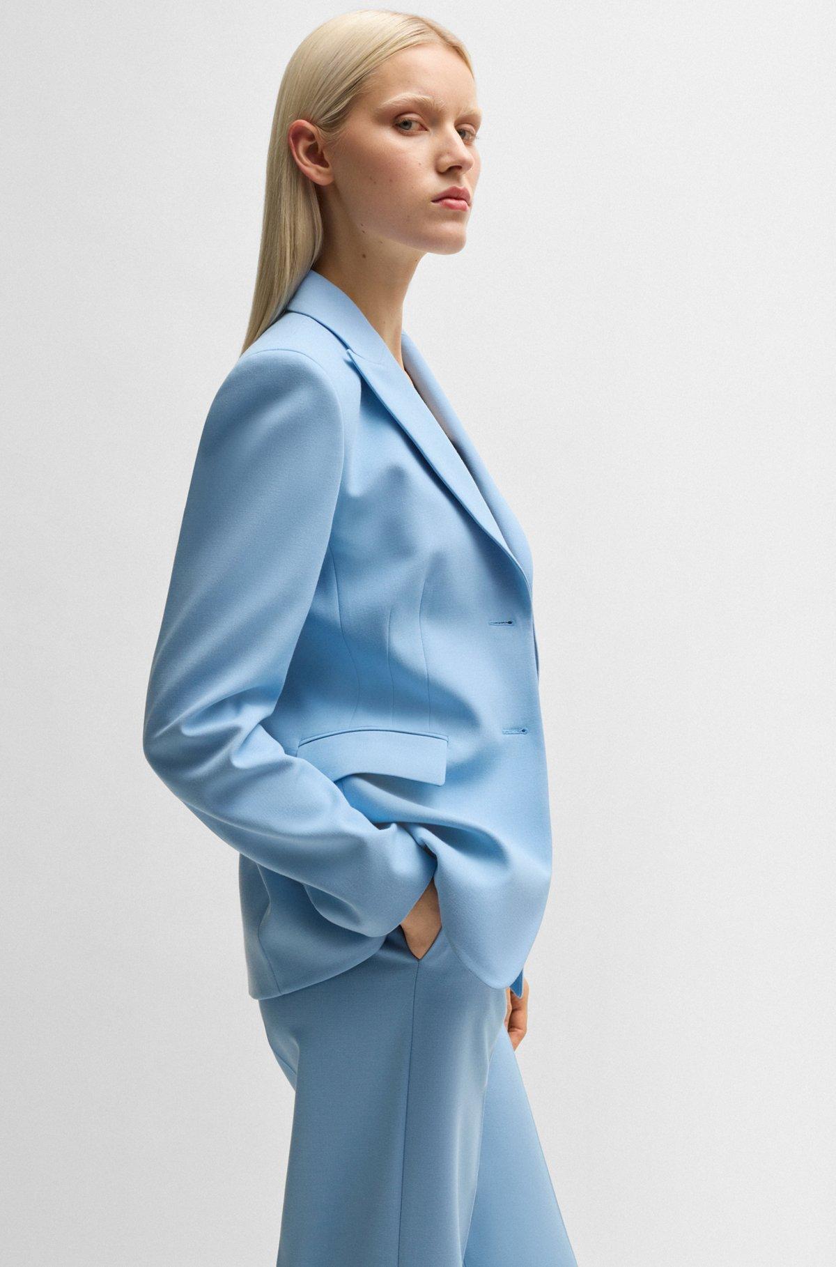 HUGO - Slim-fit blazer with contrast buttons - Light Blue Product Image