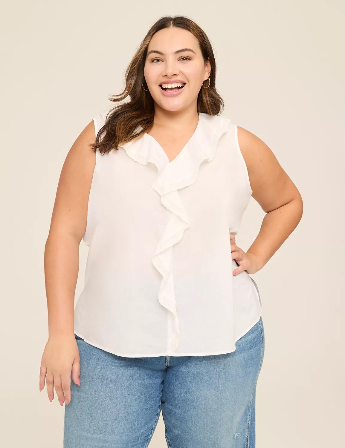 Lace Ruffle-Neck Popover Tank Product Image