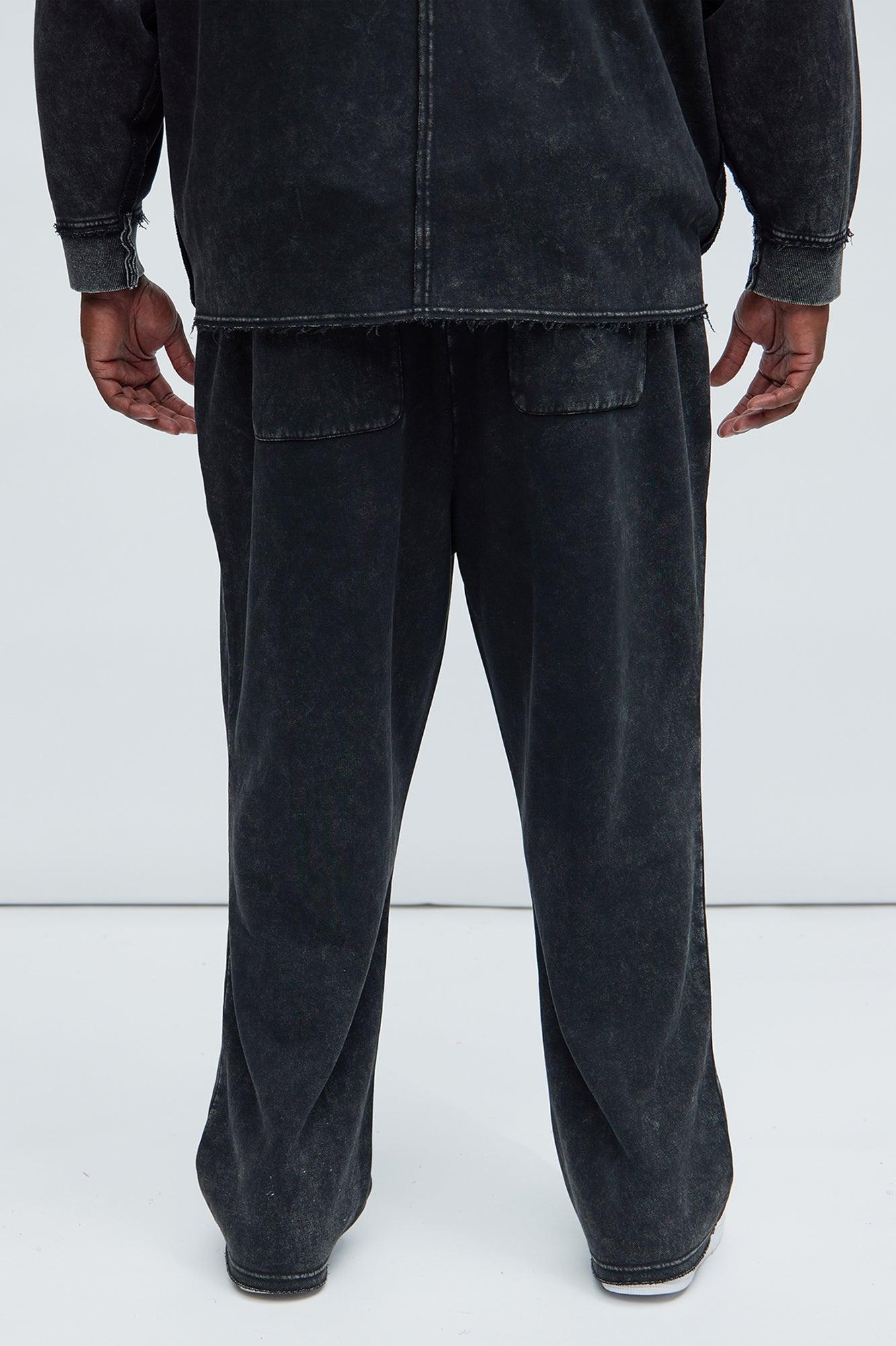 Tyson Frayed Seams Sweatpants - Black Product Image