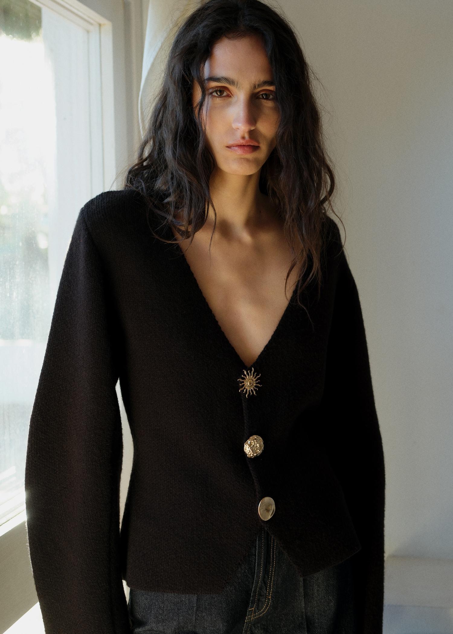 Knitted jacket with jewel buttons - Women | MANGO USA Product Image