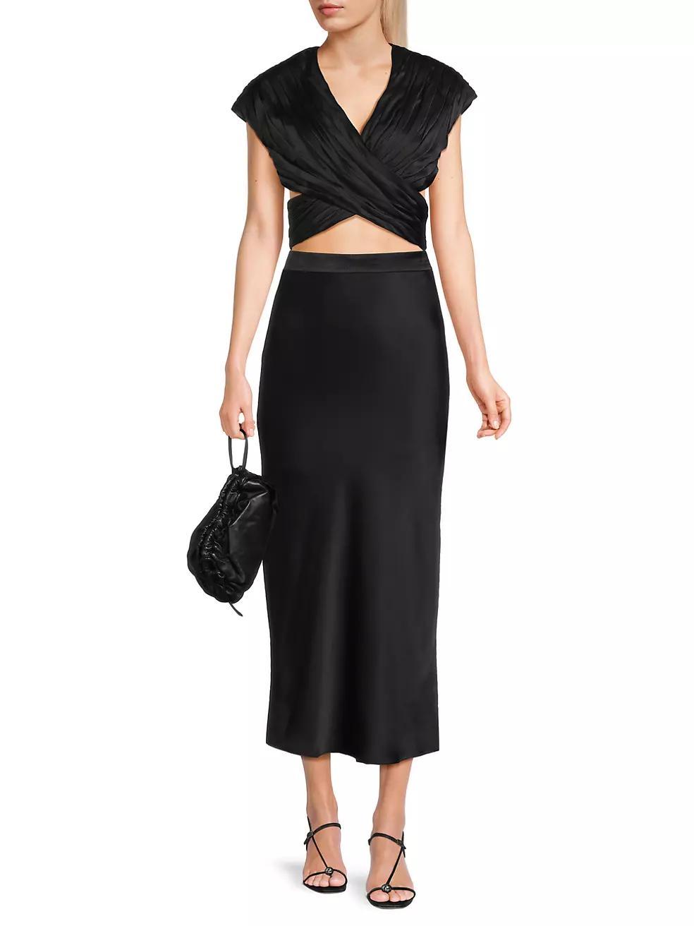 Bias-Cut Satin Midi-Skirt Product Image
