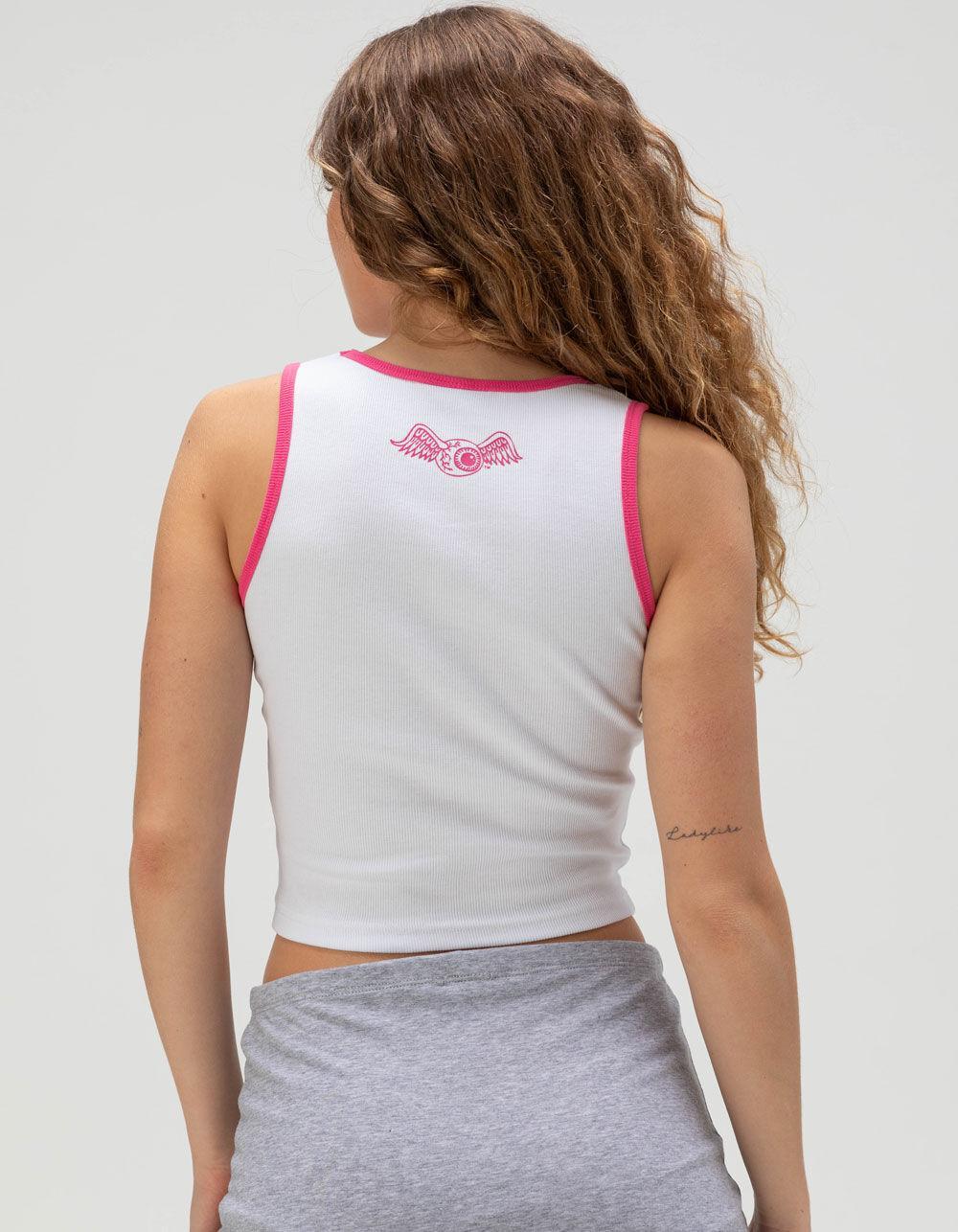 VON DUTCH Rhinestone Womens Tank Top - WHT/PNK Product Image