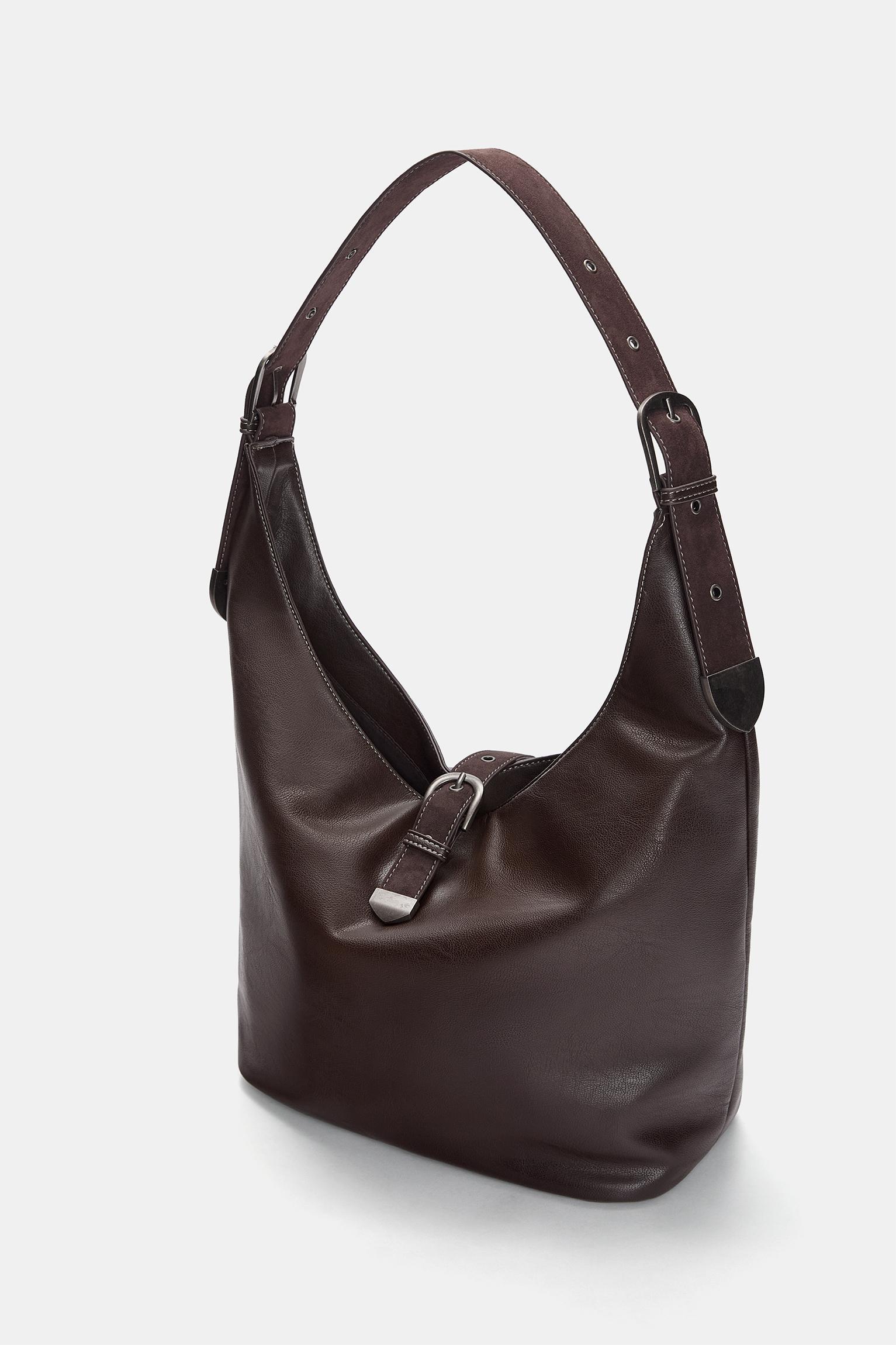 Faux leather shopper bag with buckle Product Image