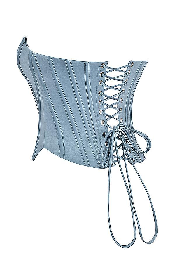 Nastassia Cool Blue Embellished Satin Corset Product Image