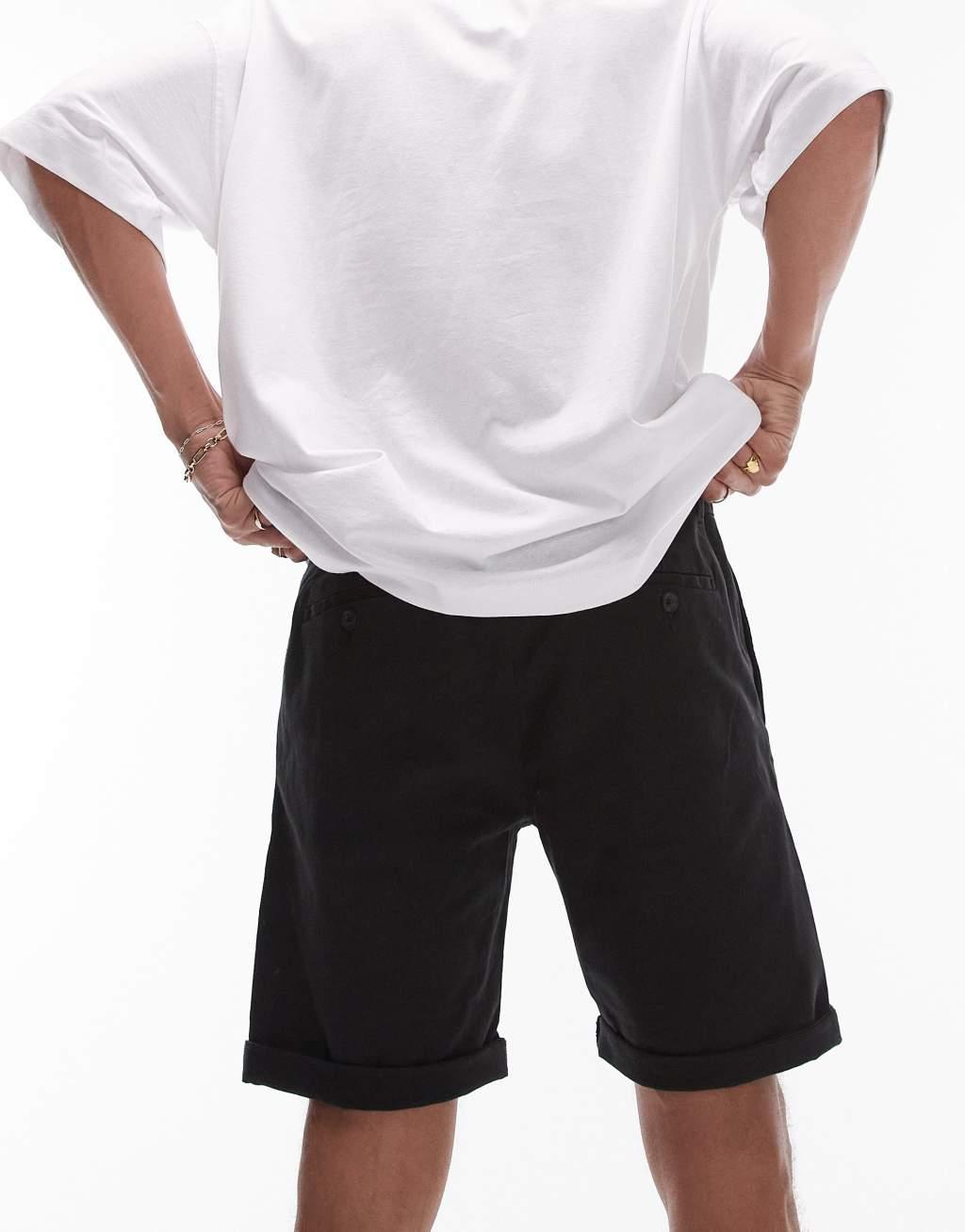 Topman skinny chino shorts in black Product Image