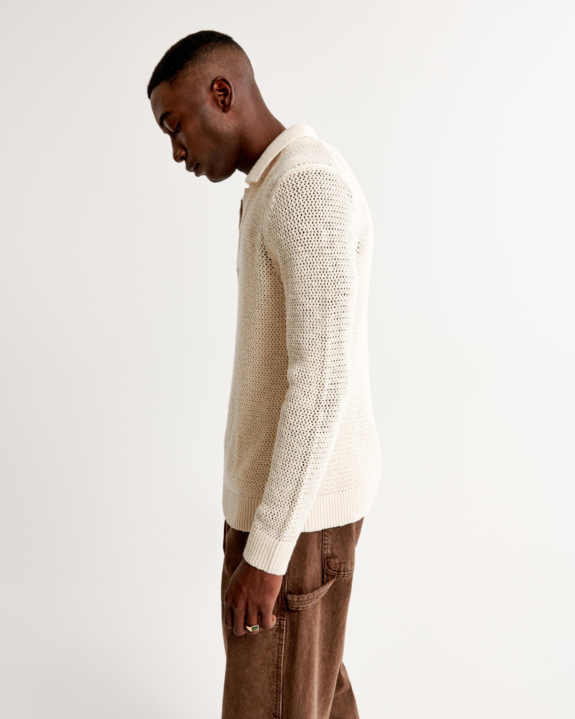 Long-Sleeve Johnny Collar Sweater Polo Product Image
