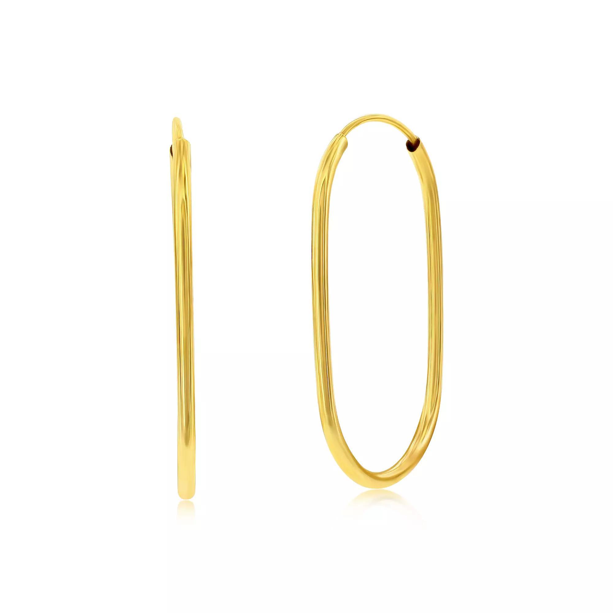 Divine Gold 14k Gold Oval Hoop Earrings, Women's Product Image