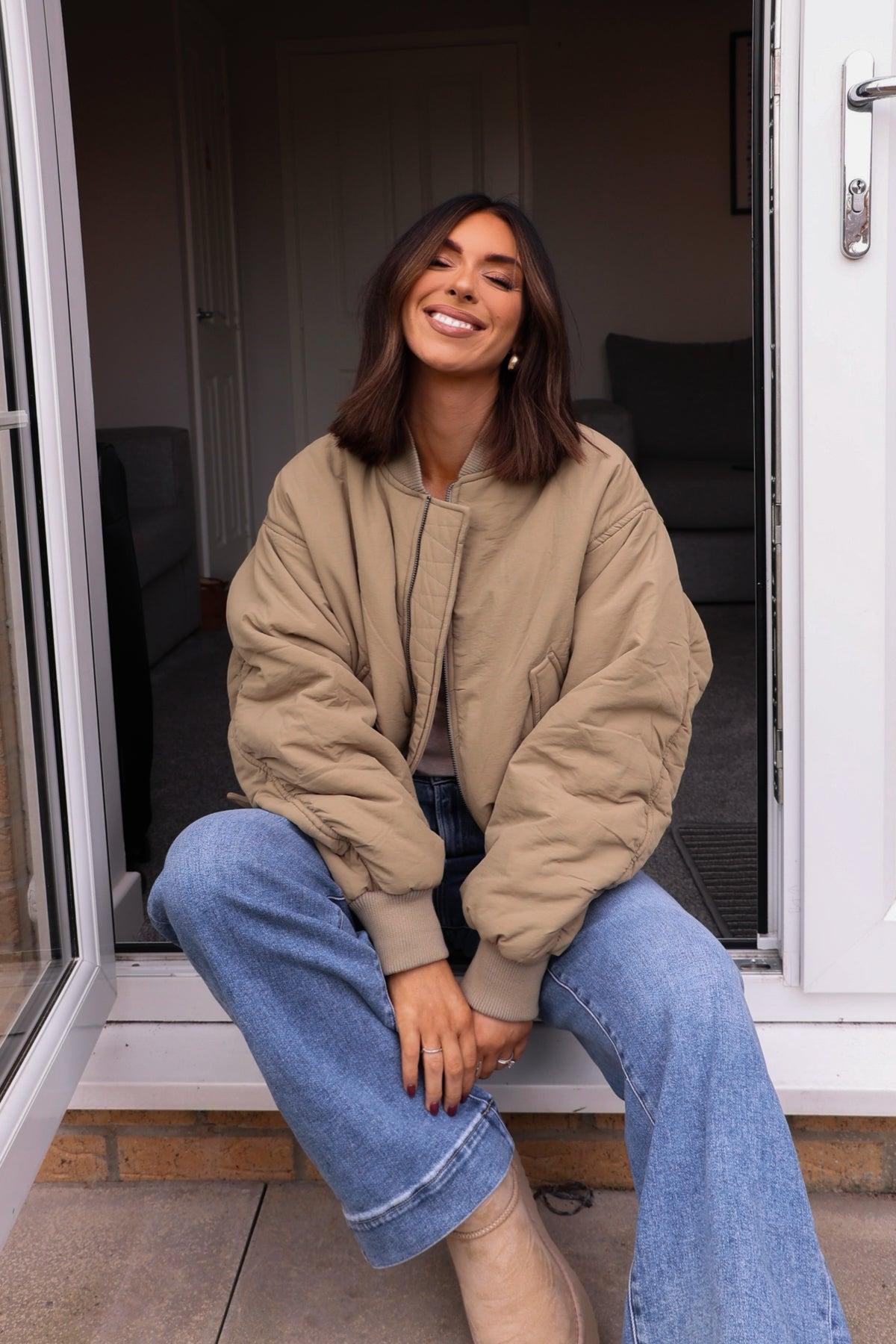 Olive Bomber Puffer Jacket - FINAL SALE Product Image