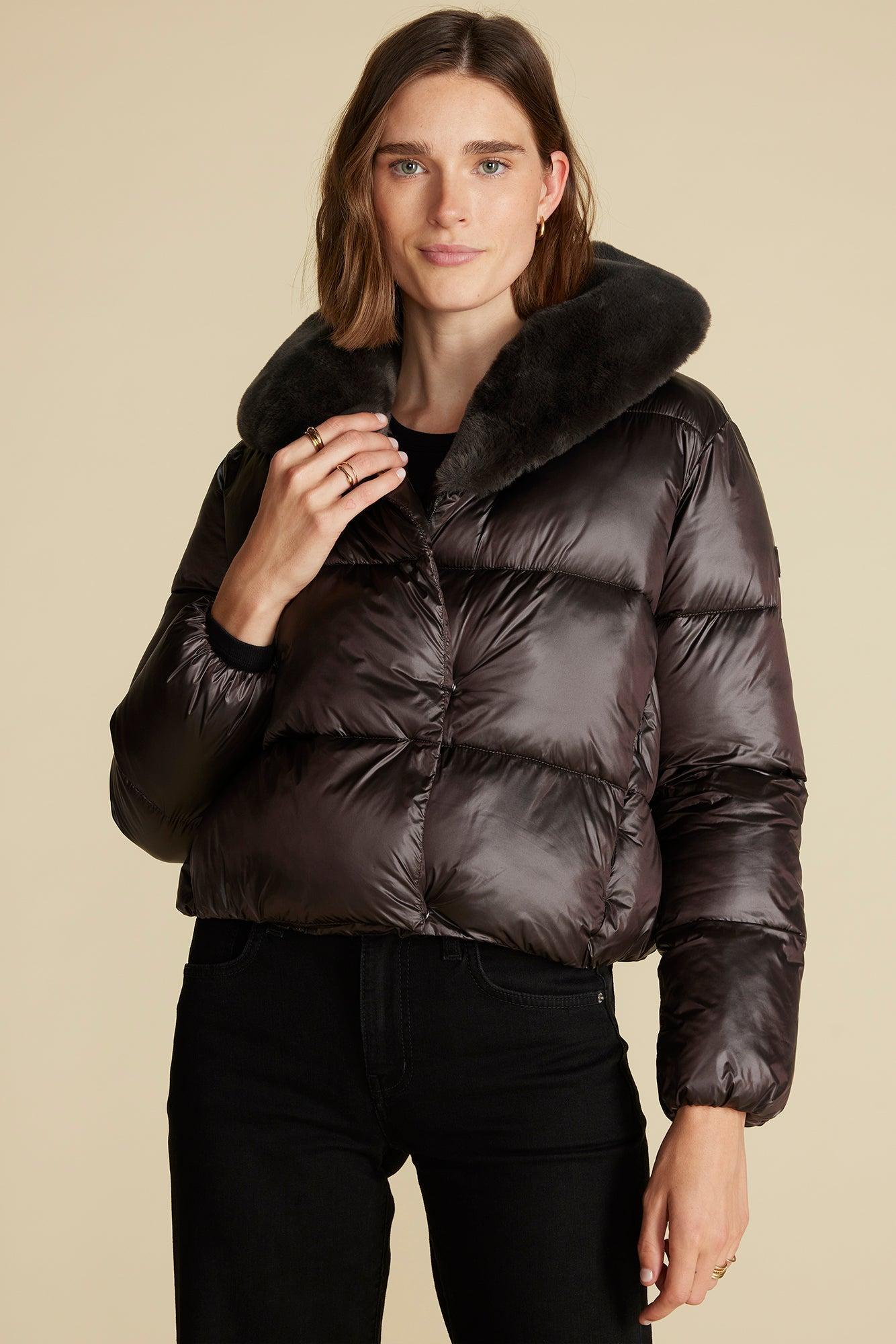 Save the Duck Mireille Puffer Jacket - Brown Black Product Image