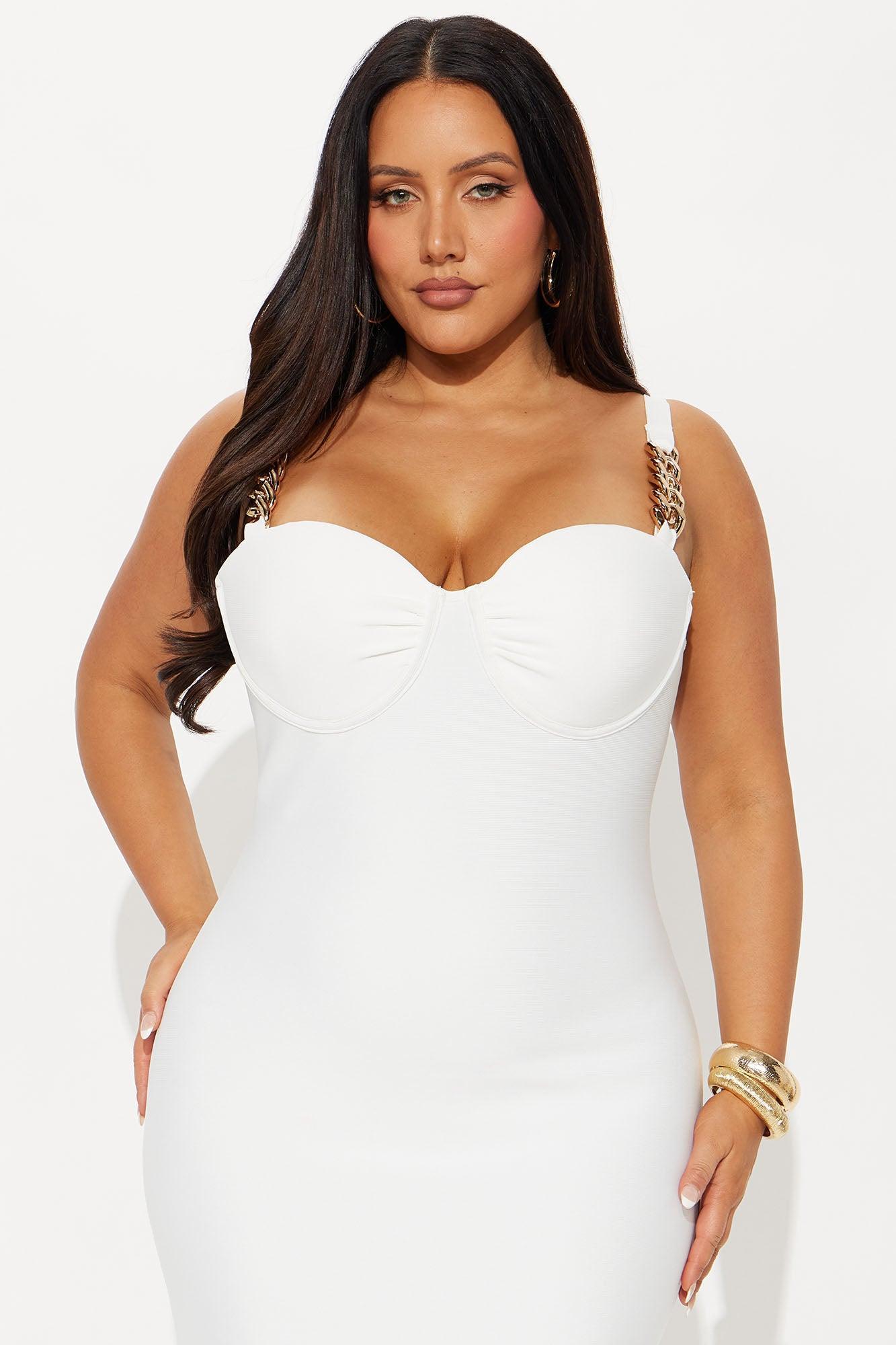 Brooke Chain Bandage Midi Dress - White Female Product Image