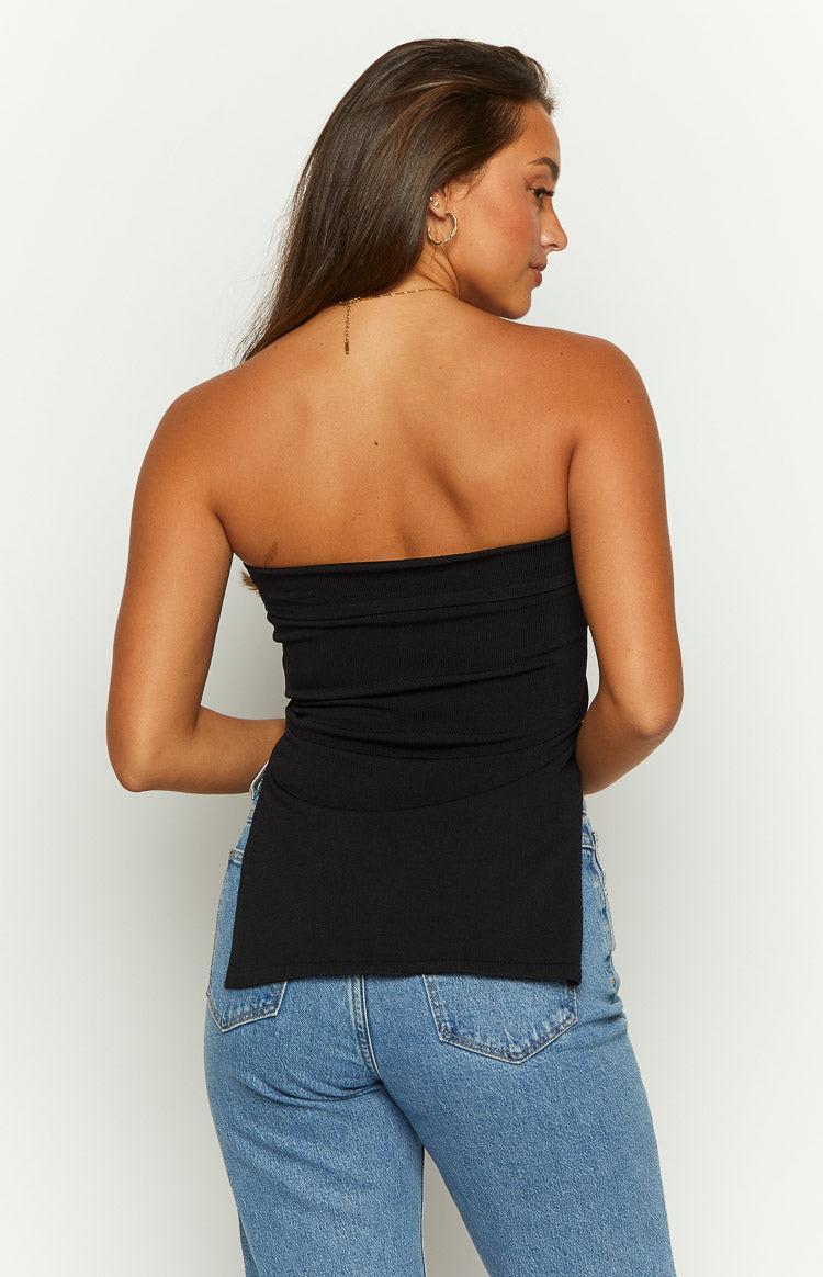 Mordani Black Knit Strapless Top Girls Product Image