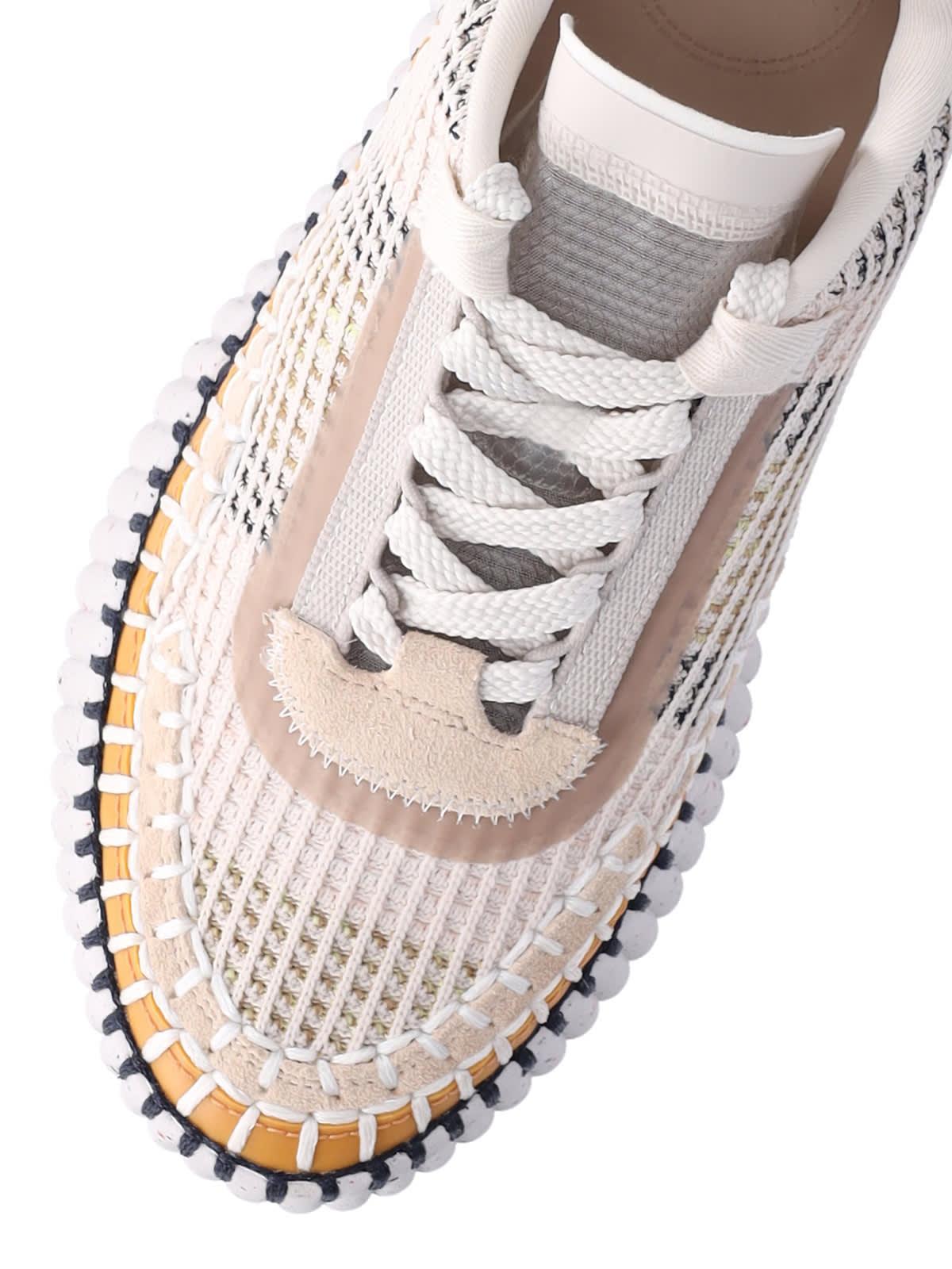 CHLOÉ Nama Embroidered Suede And Recycled-mesh Sneakers In Biscotti Beige Product Image