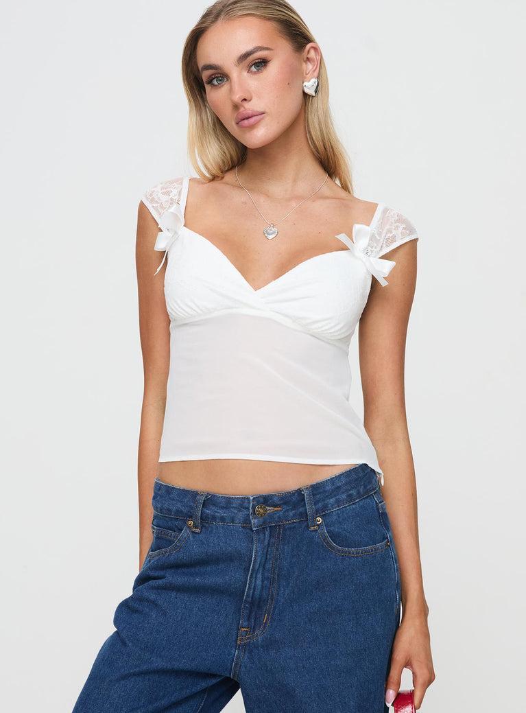 Fairhaven Bow Detail Top White Product Image