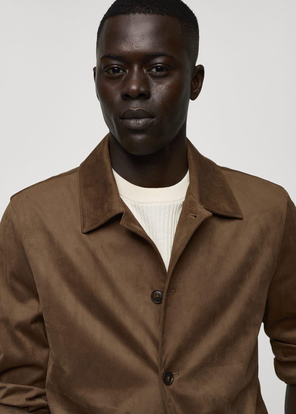 Suede effect overshirt with pockets - Men | MANGO USA Product Image