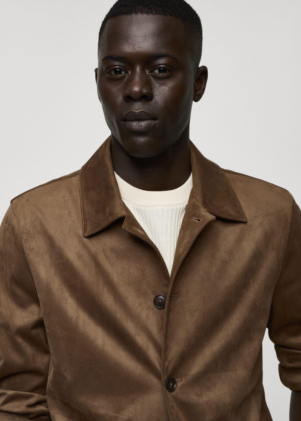 Suede effect overshirt with pockets - Men | MANGO USA Product Image