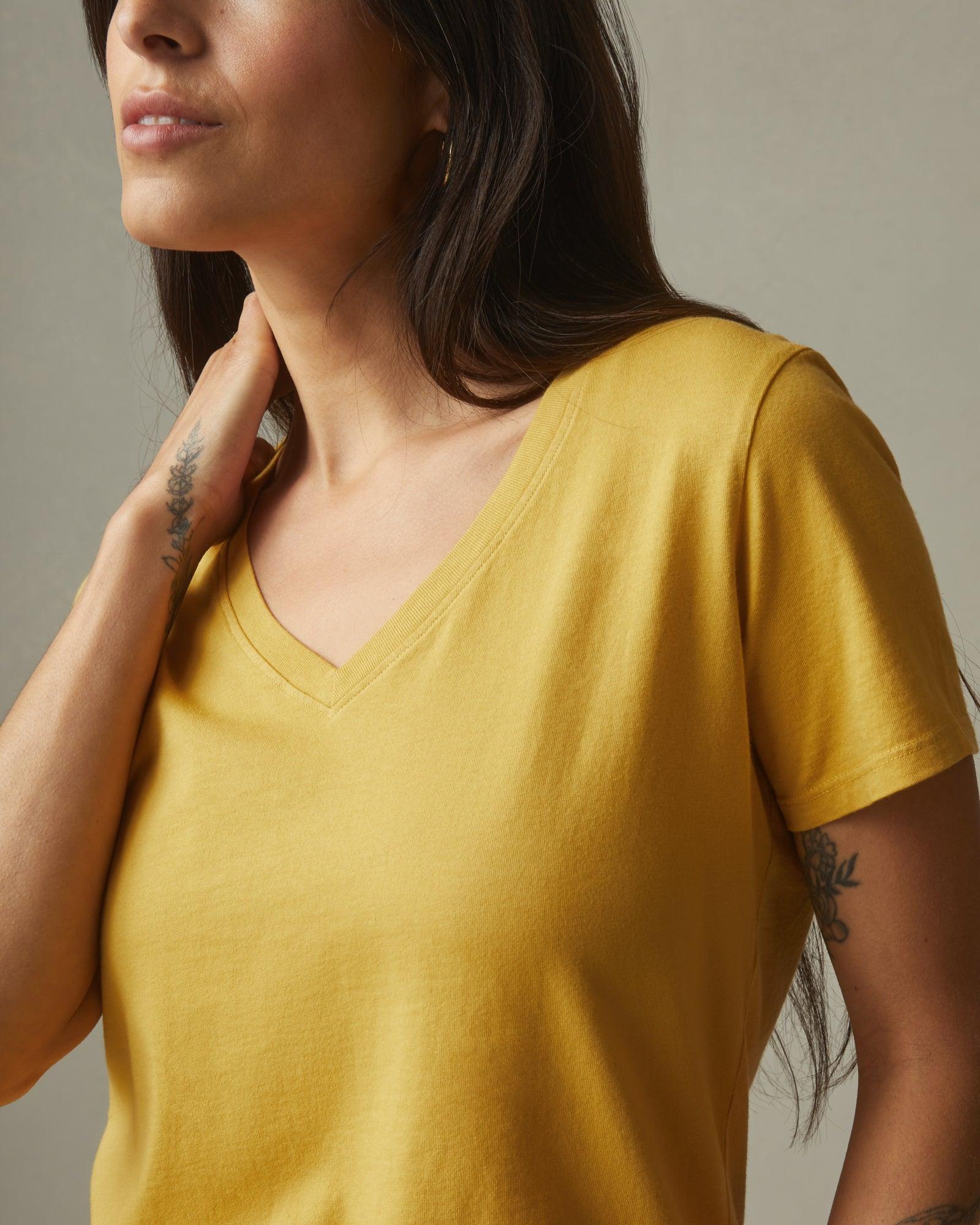 Women's Classic Cotton V-Neck Tee - Straw Female Product Image