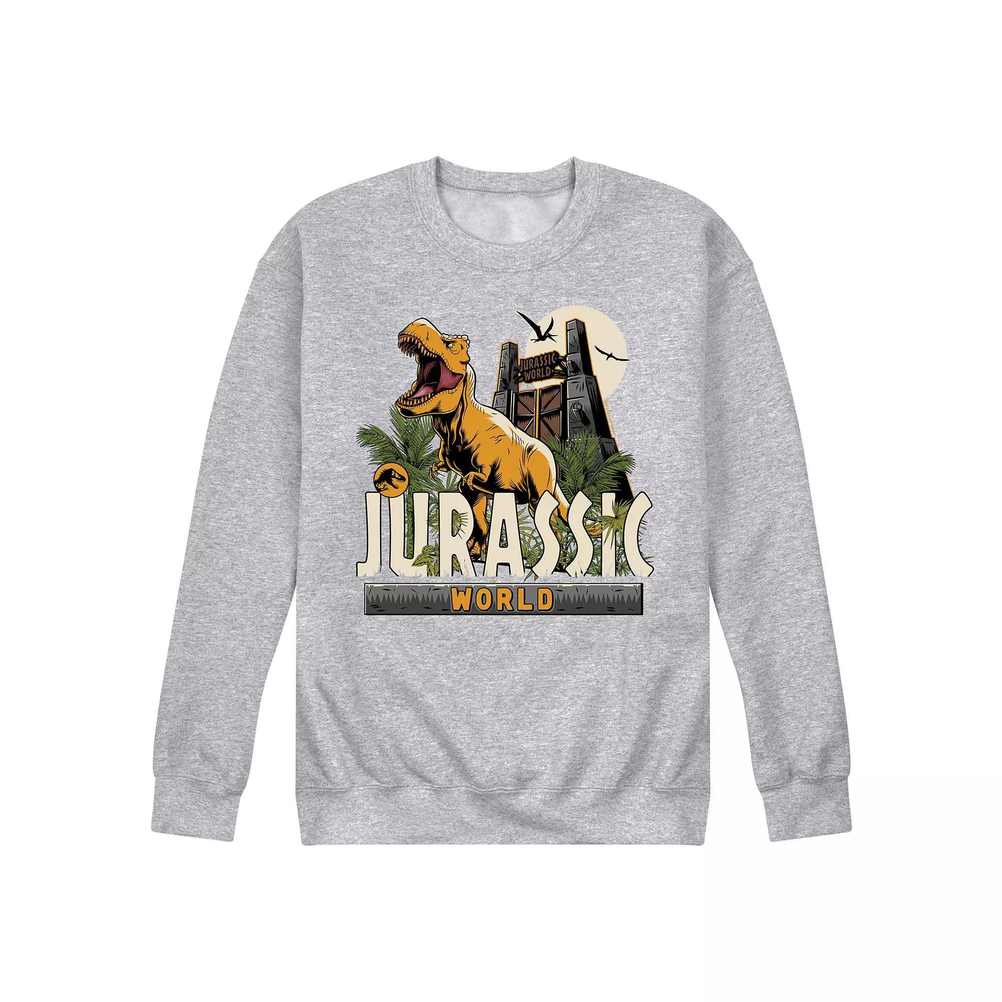 Mens Jurassic World T Rex Fleece Sweatshirt Grey Gray Product Image