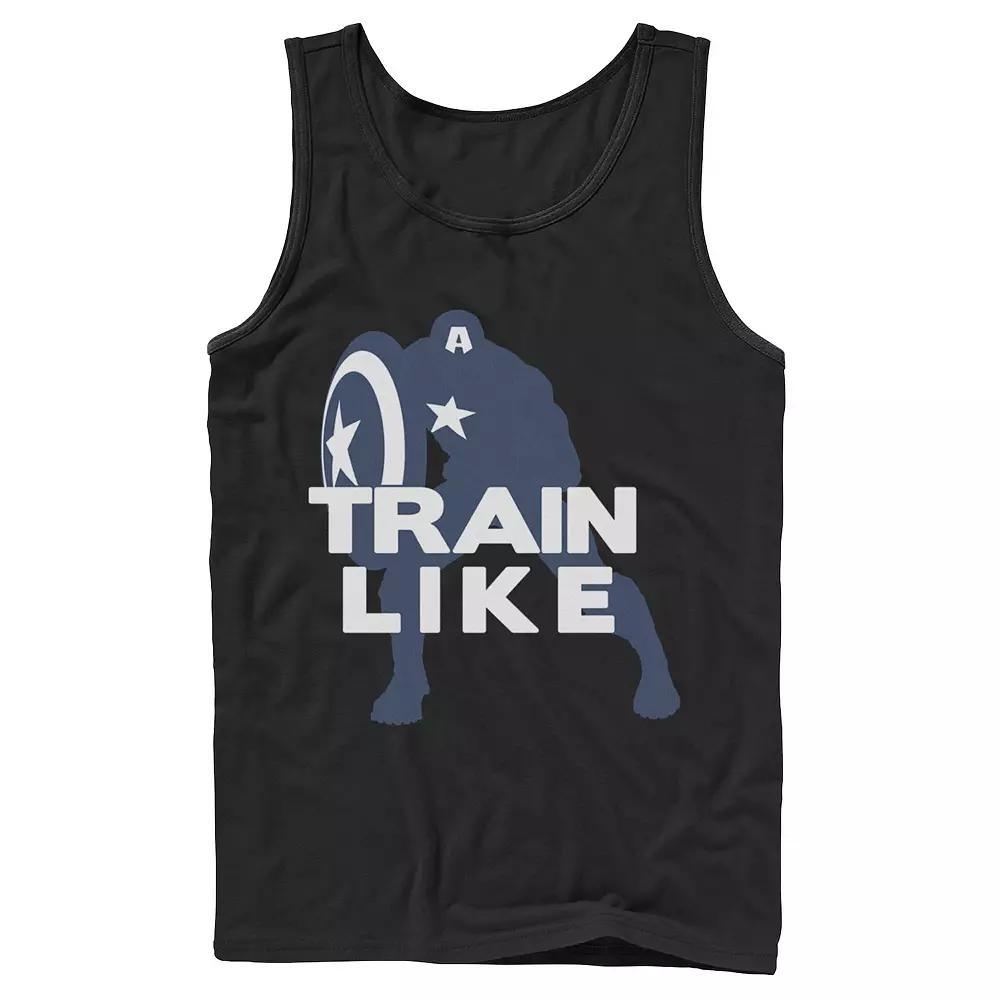 Men's Marvel Train Like Captain America Silhouette Tank Top, Boy's, Size: Large, Black Product Image